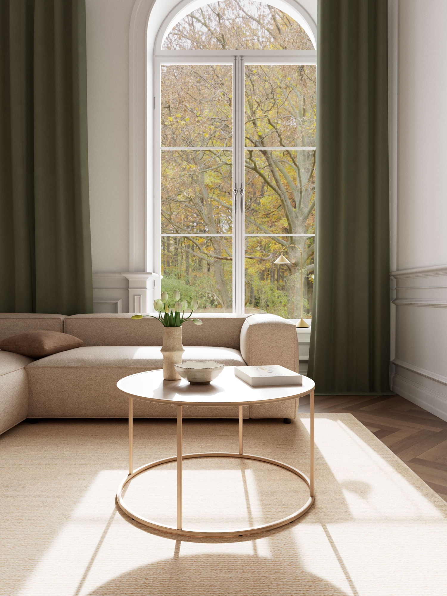 ACTONA GROUP Table basse »Seaford Kaffeetisch, Wohnzimmertisch« table basse ronde avec plateaux en mélamine gris et structure en acier, Ø80x45 cm