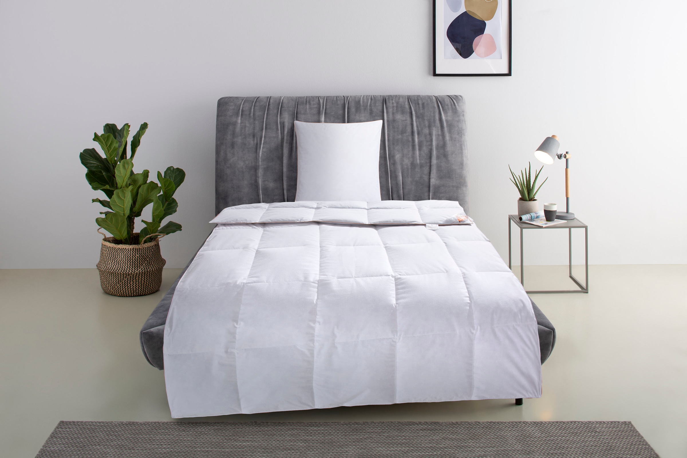 RIBECO Daunenbettdecke + Kopfkissen »Richard, Bettwaren-Set in 135x200 oder 155x220 cm, Sommer oder Winter« Seit 105 Jahren überzeugt RIBECO durch Qualität