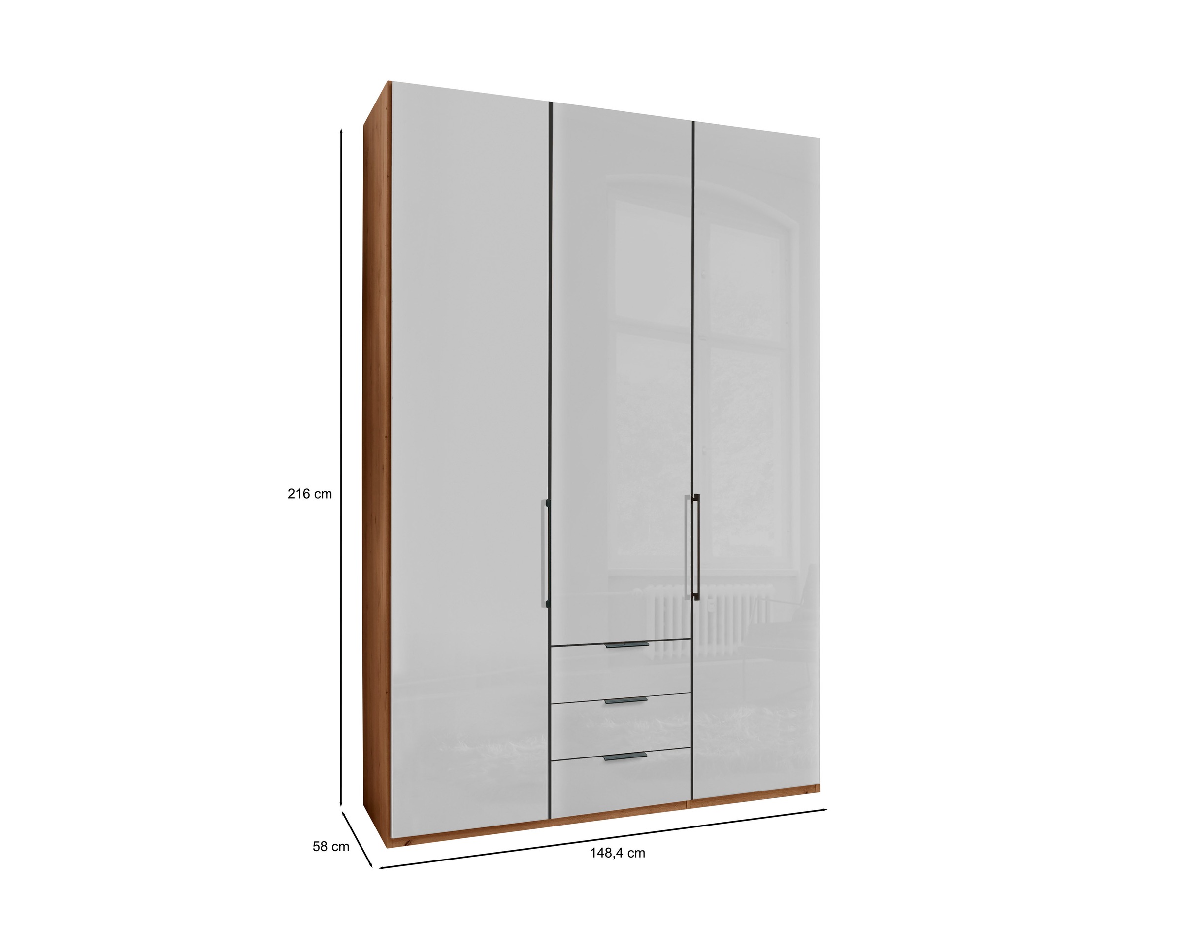 WIEMANN Kleiderschrank »Monaco« mit Glasfront sowie hochwertigen Beschlägen inkl. Dämpfung