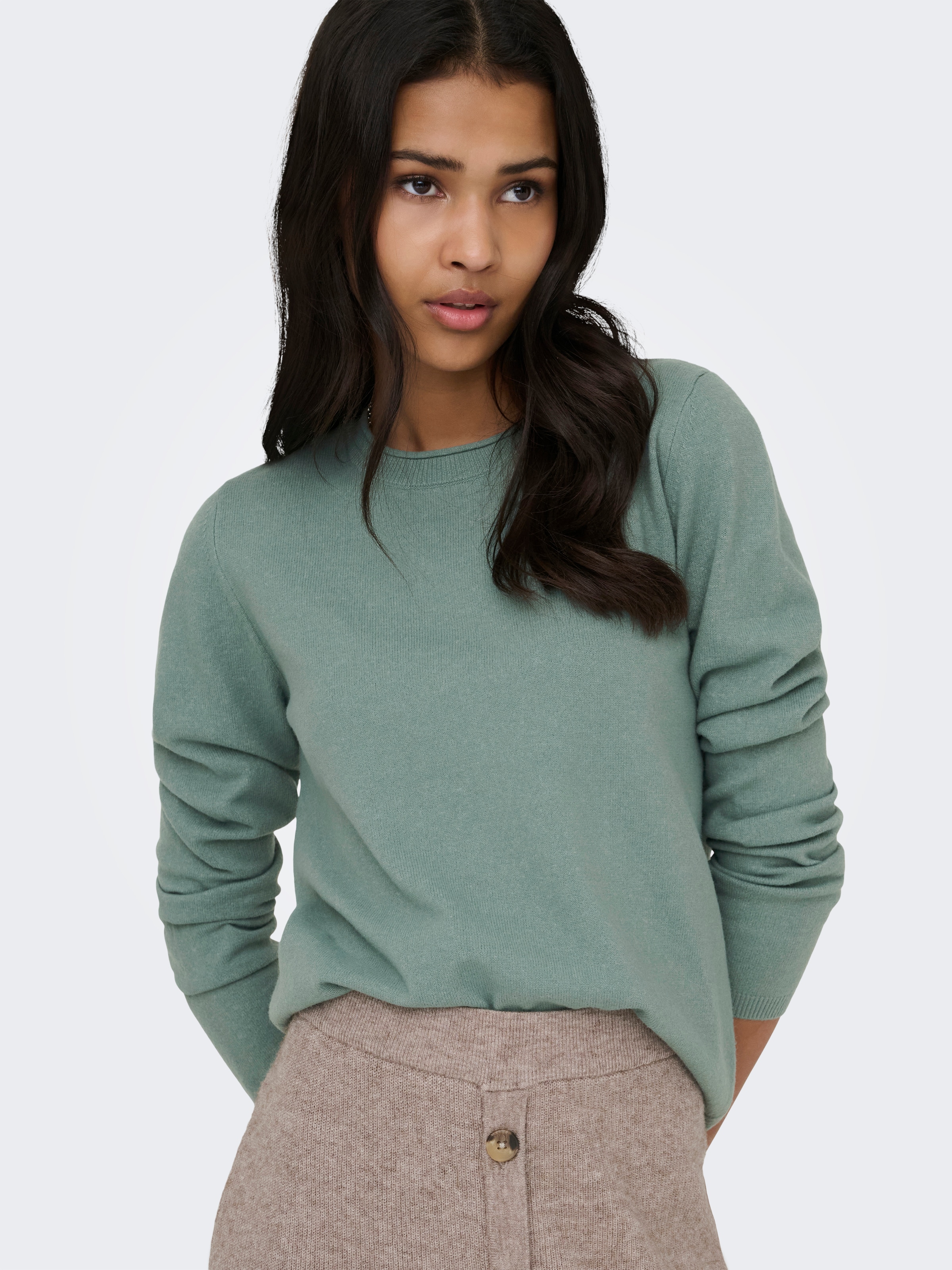ONLY Pull en tricot »ONLLOYAL LS ONECK KNT NOOS« mélange de matériaux