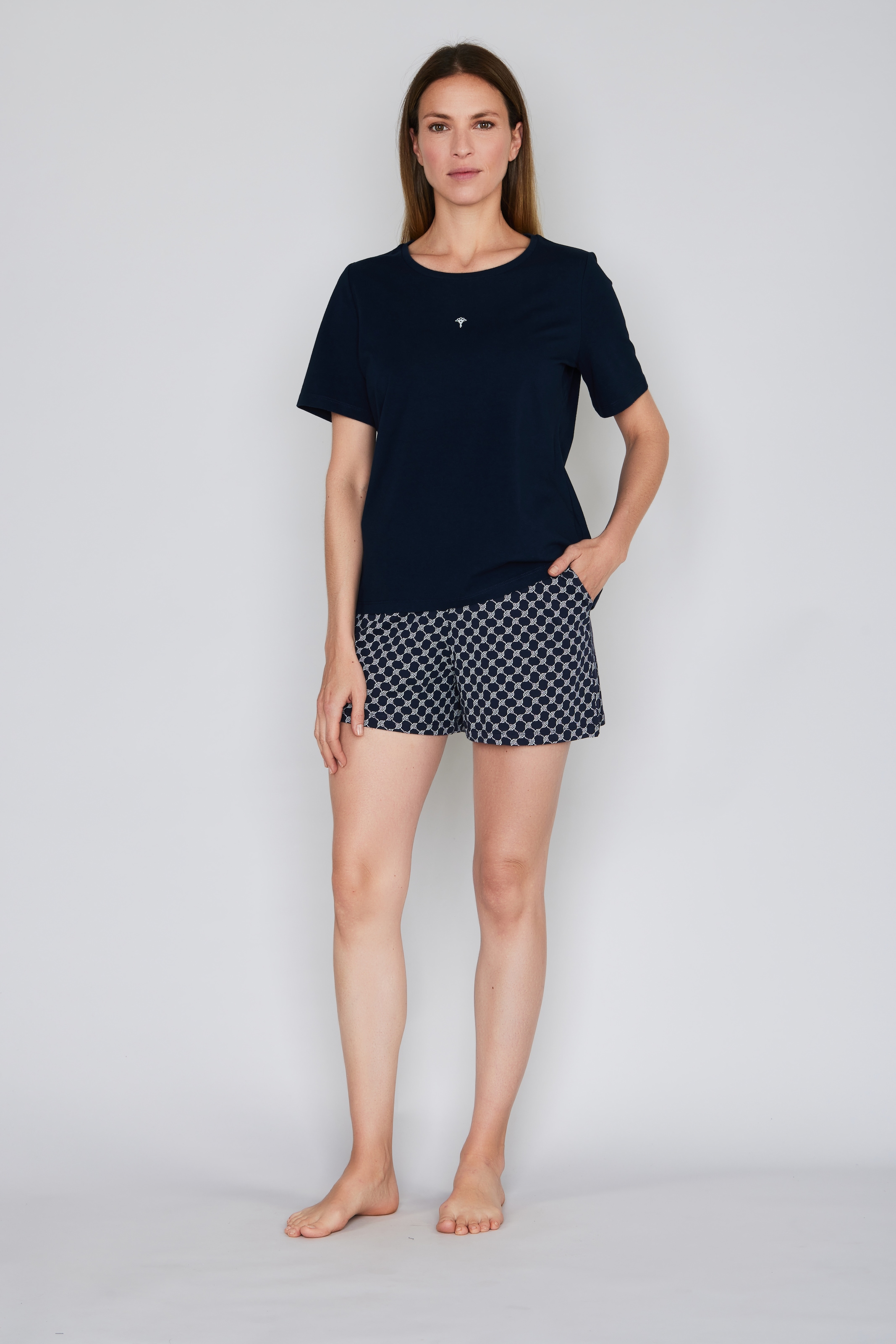 JOOP! Short de nuit »Cosy«  avec motif all-over cornflower, ceinture élastique