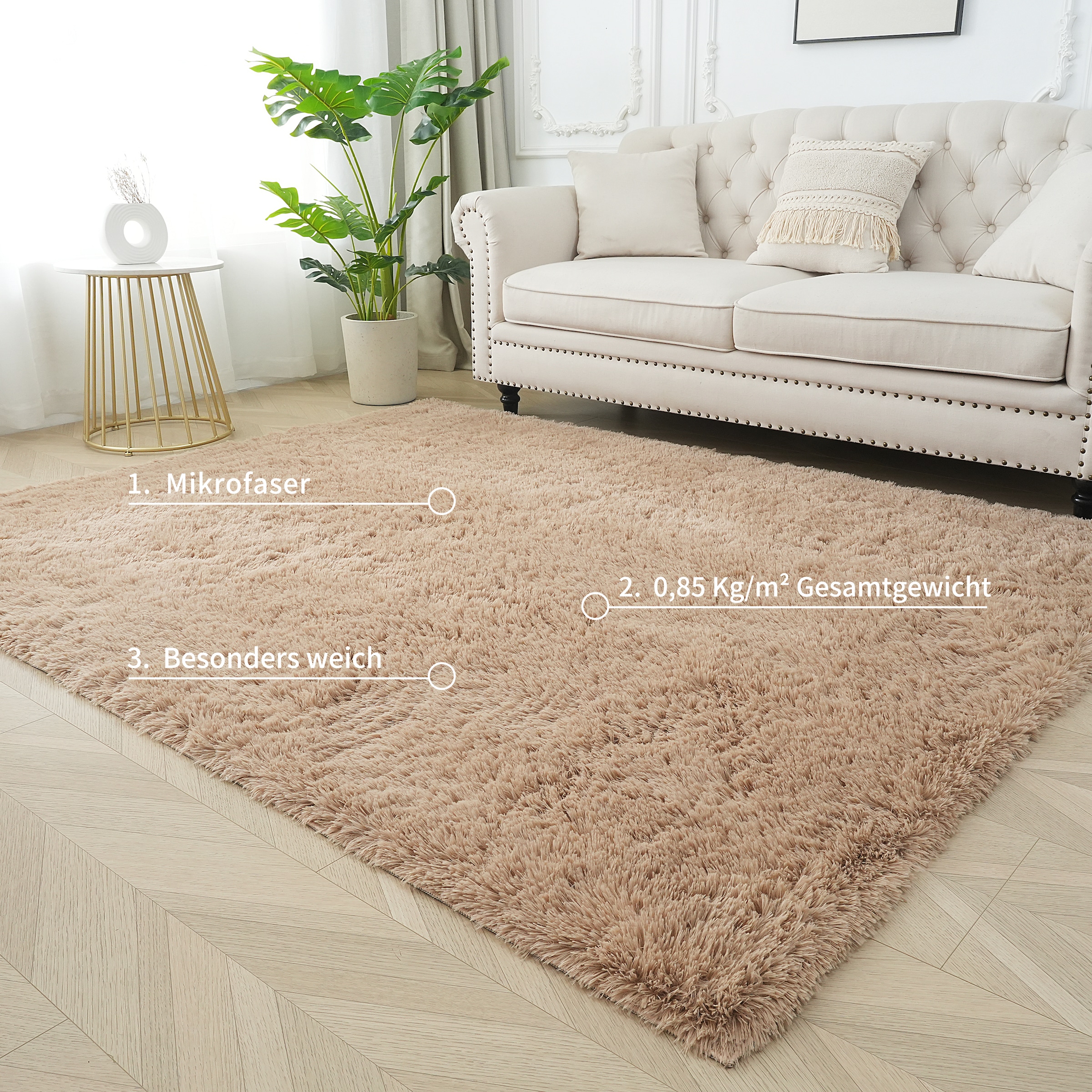 GOODproduct Hochflor-Teppich »Leava, besonders weich und kuschelig, leichter Glanz« rechteckig 37 mm Höhe uni, Mikrofaser Teppiche, Plüsch, Wohnzimmer, Schlafzimmer, Esszimmer