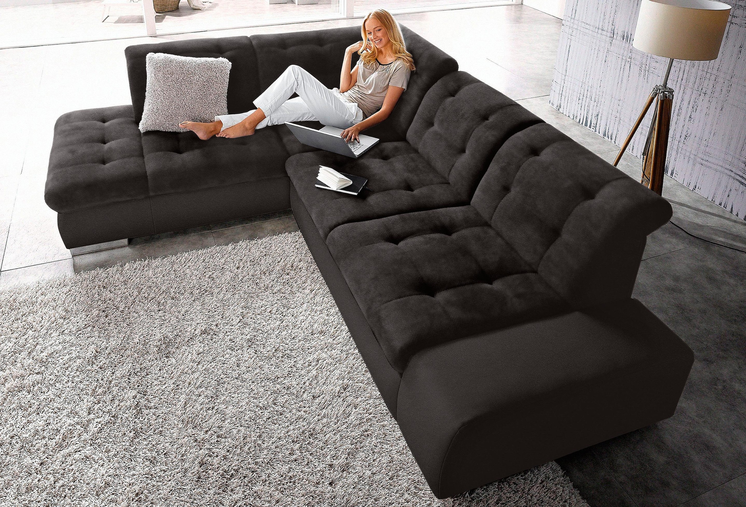 sit&more Ecksofa »Pale L-Form« inklusive Kopfteilverstellung, wahlweise mit Bettfunktion