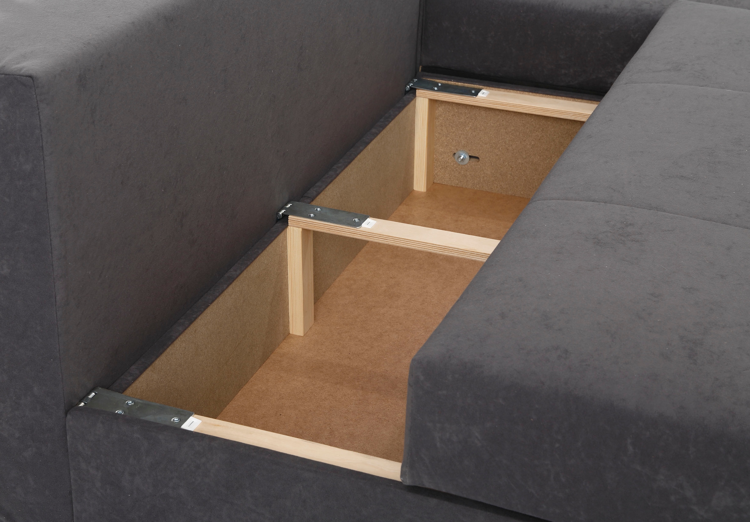 Home affaire Canapé d'angle »Italia L-Form« mit Bettfunktion und Bettkasten, Federkern-Polsterung