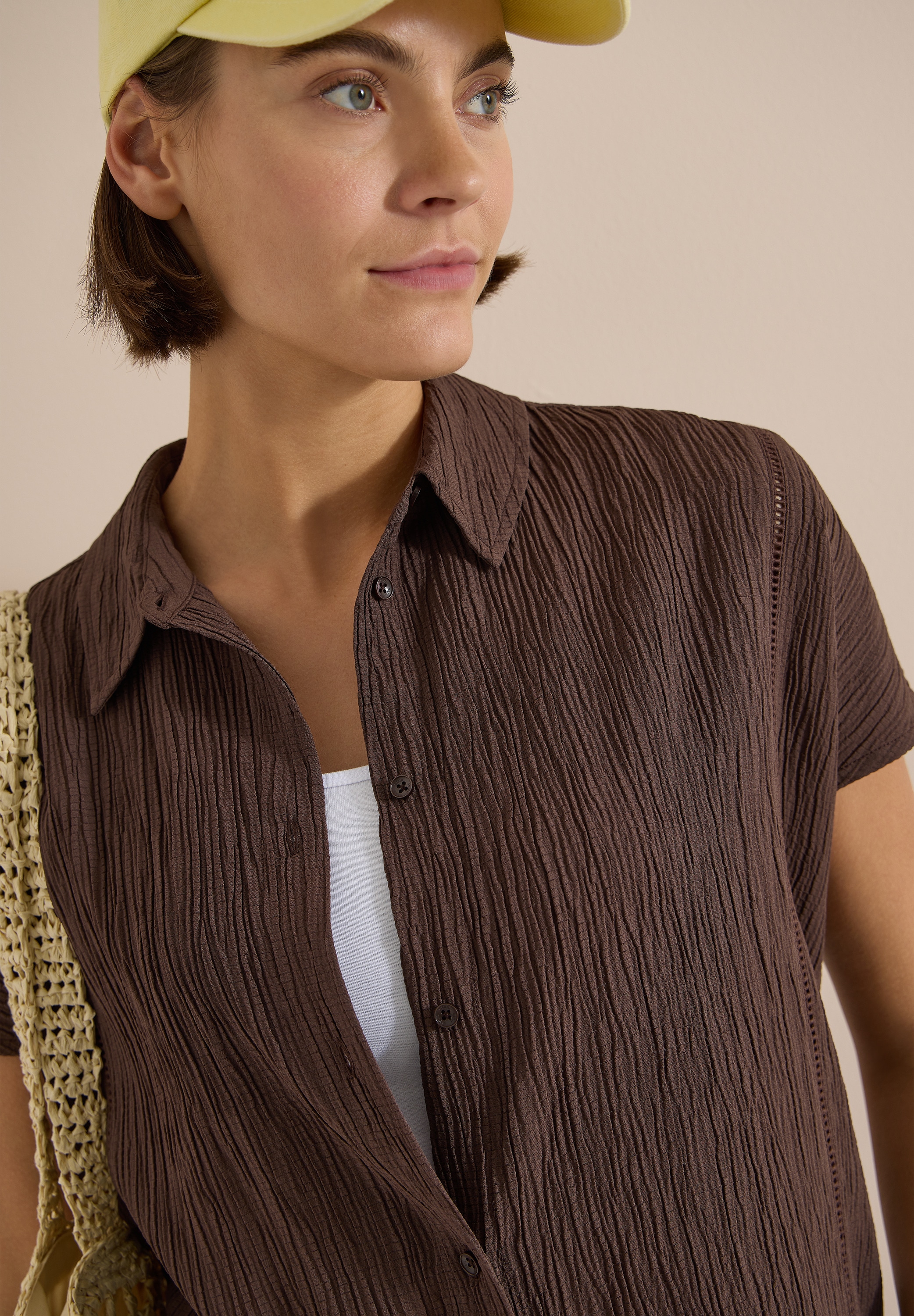Cecil Shirtbluse Sommerbluse mit Hemdkragen und Knopfleiste