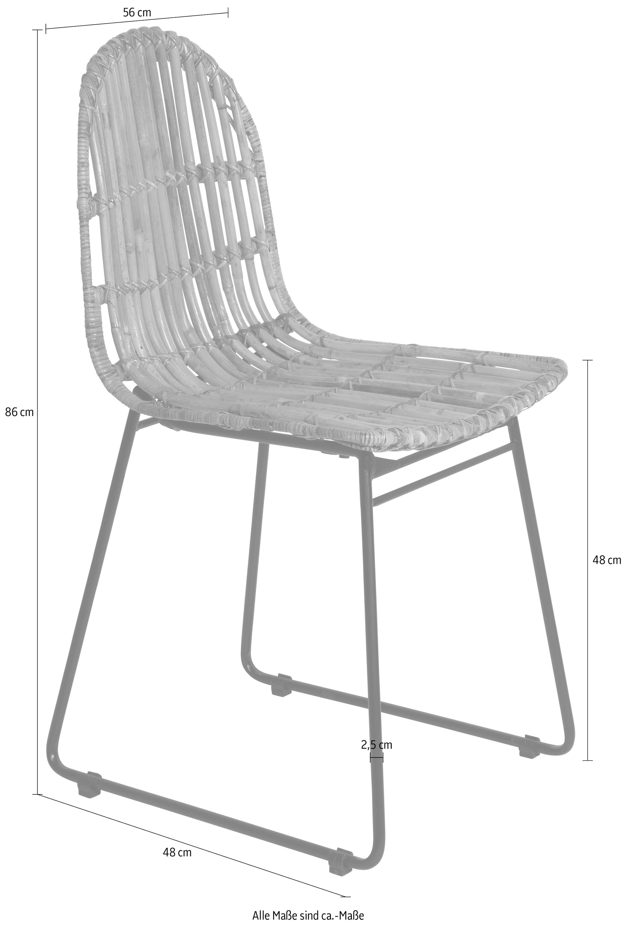 SIT Rattanstuhl »2er-Set T-Rattan Chair Natur Rattan Metall Schwarz« (Set) 2 Stk.2er Set Rattanstühle mit Metallgestell im modernen Naturdesign