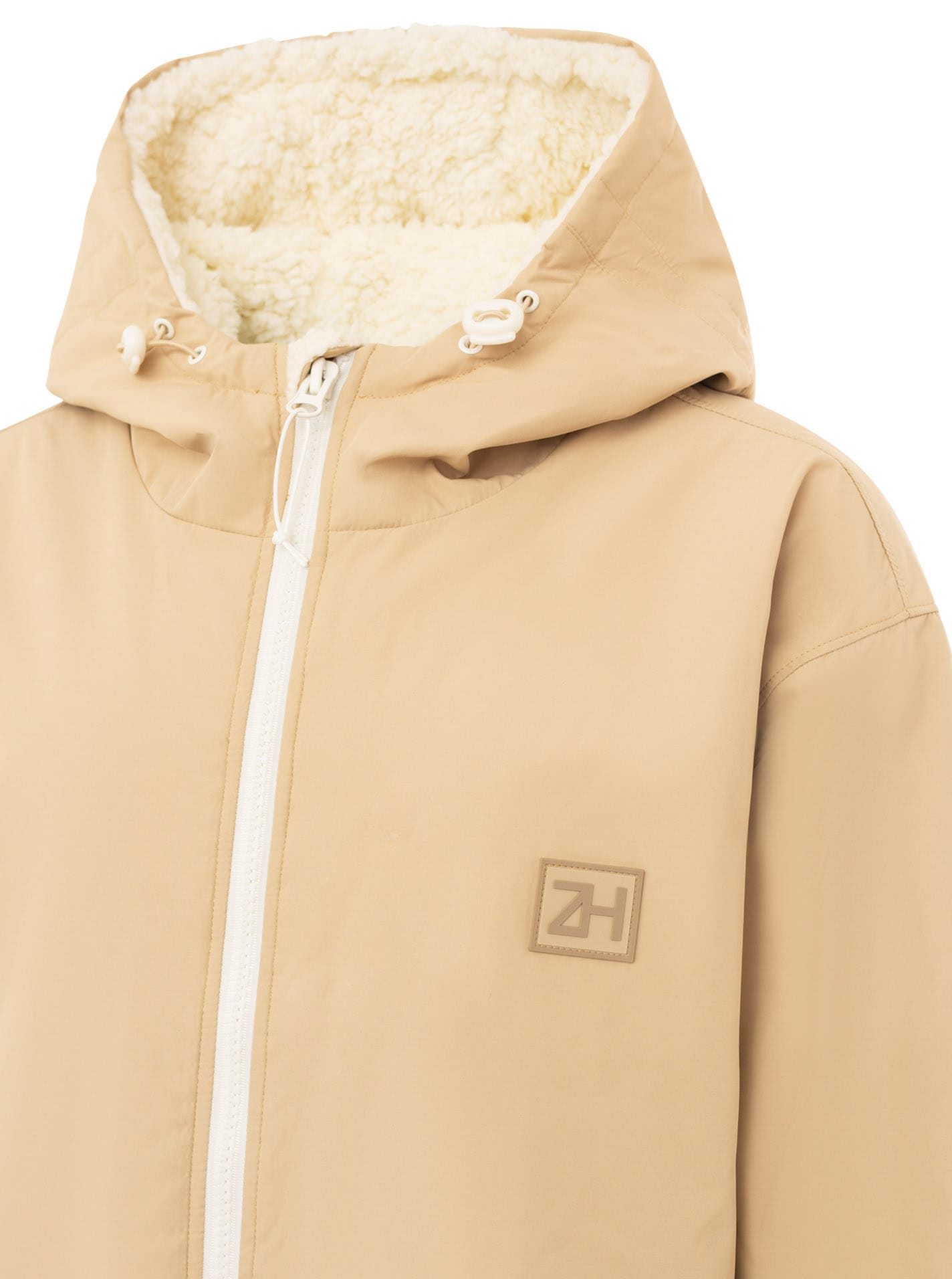 Zwillingsherz Manteau court »"Oversize Windjacke ZH"« poches latérales, capuche, fermeture éclair, doublure teddy, oversize