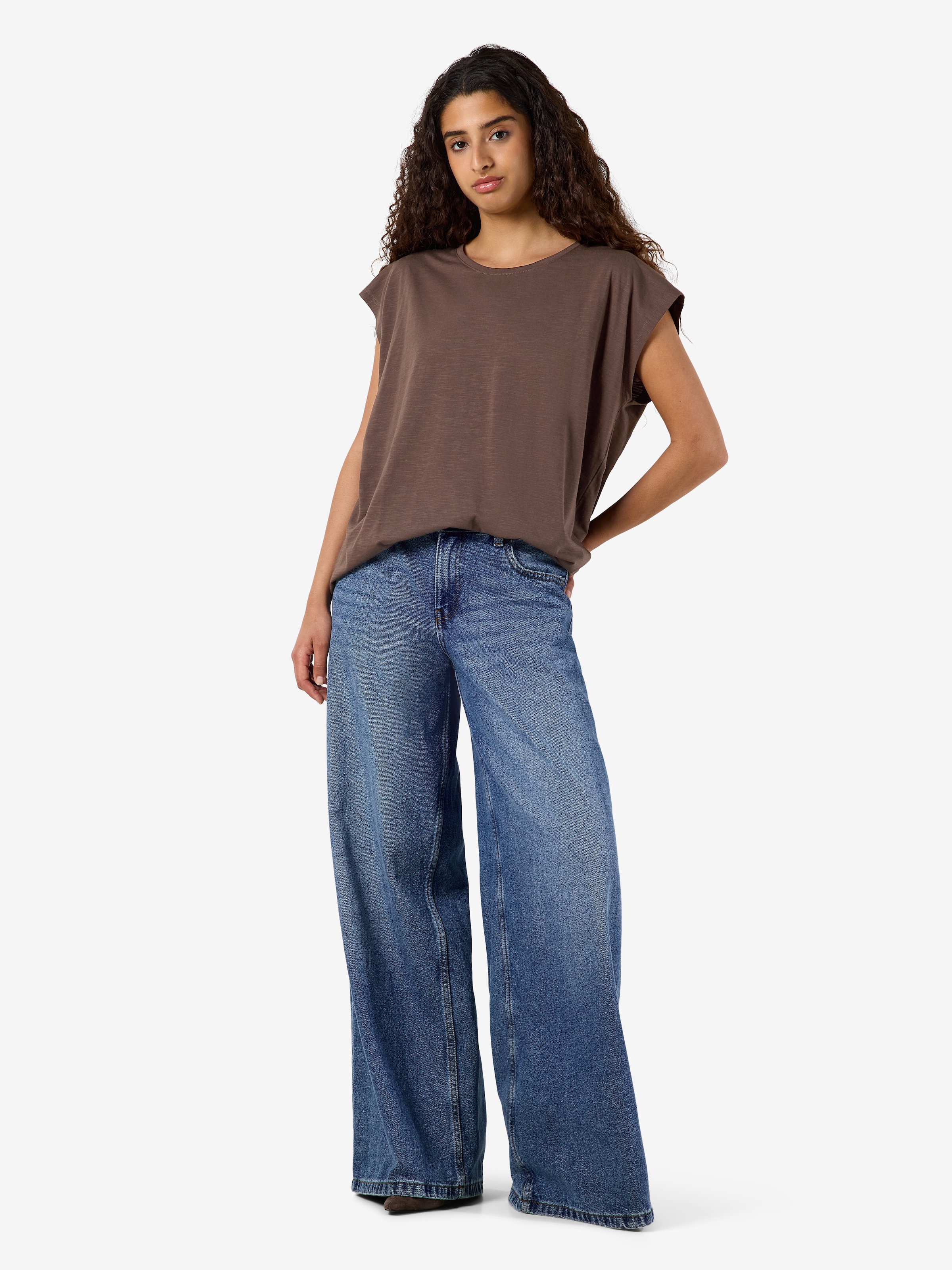 Noisy may Kurzarmshirt »NMMATHILDE S/S LOOSE LONG TOP NOOS« Baumwollmischung, relaxed fit