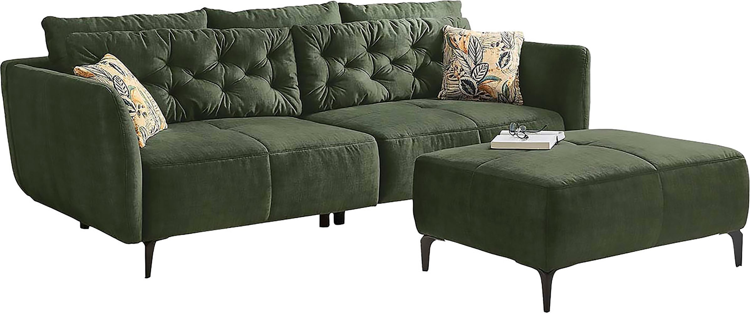 Jockenhöfer Gruppe Big-Sofa »Spa, im Retrolook mit Wellenfederung« und frei im Raum stellbar, inkl. 7 Kissen