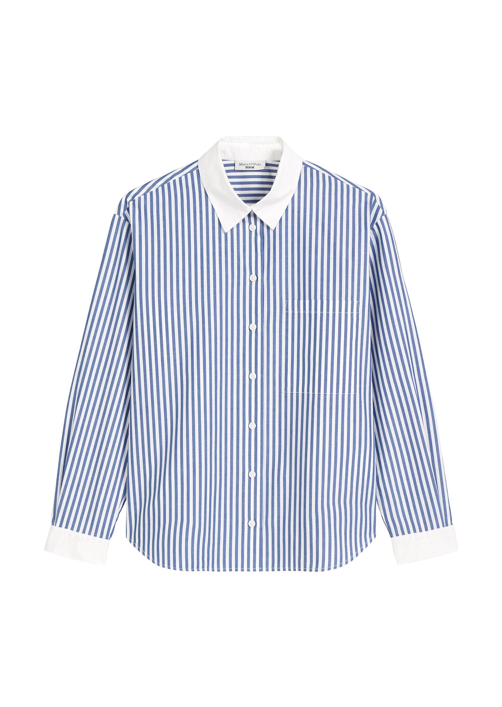 Marc O'Polo DENIM Blouse à manches longues gestreift, weisser Kragen und Manschette