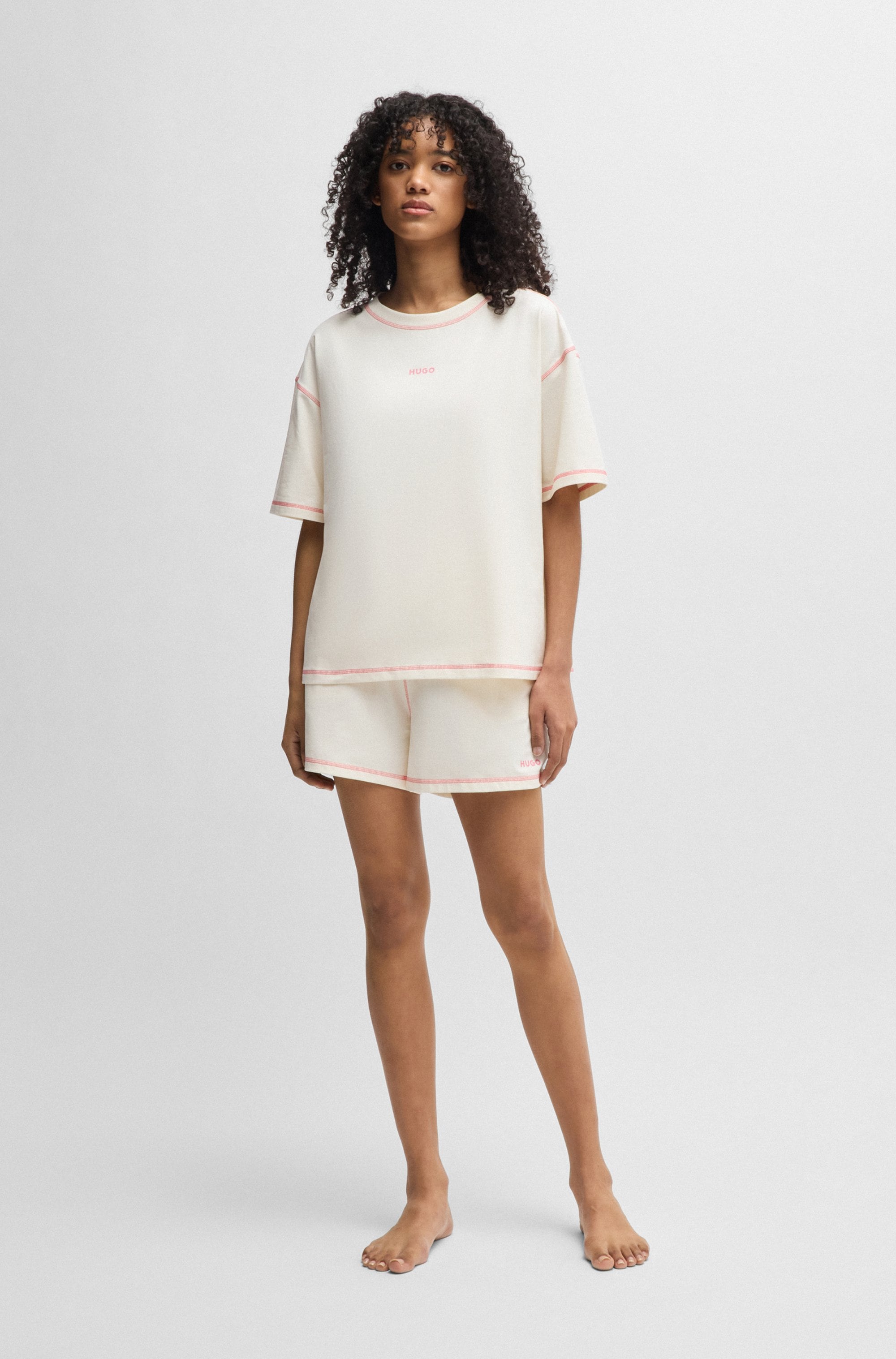 HUGO Underwear Shorty »NITE_SET« kontrastfarbene Nähte, relaxed fit