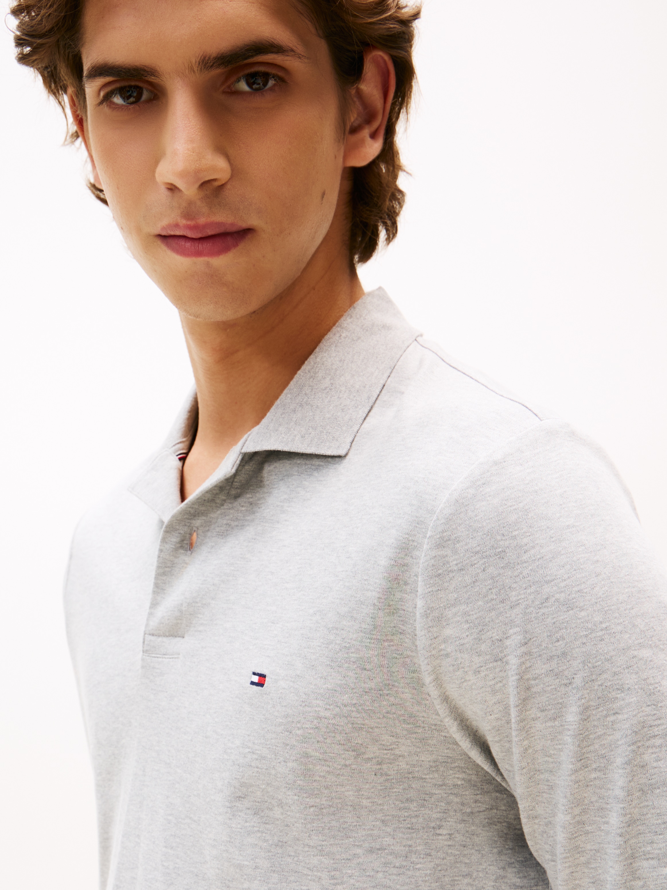 Tommy Hilfiger Langarm-Poloshirt »L/S LIQUID COTTON REG POLO mit Jersey und Markenlabel« unifarben, casual, regular fit, Baumwolle, Polokragen