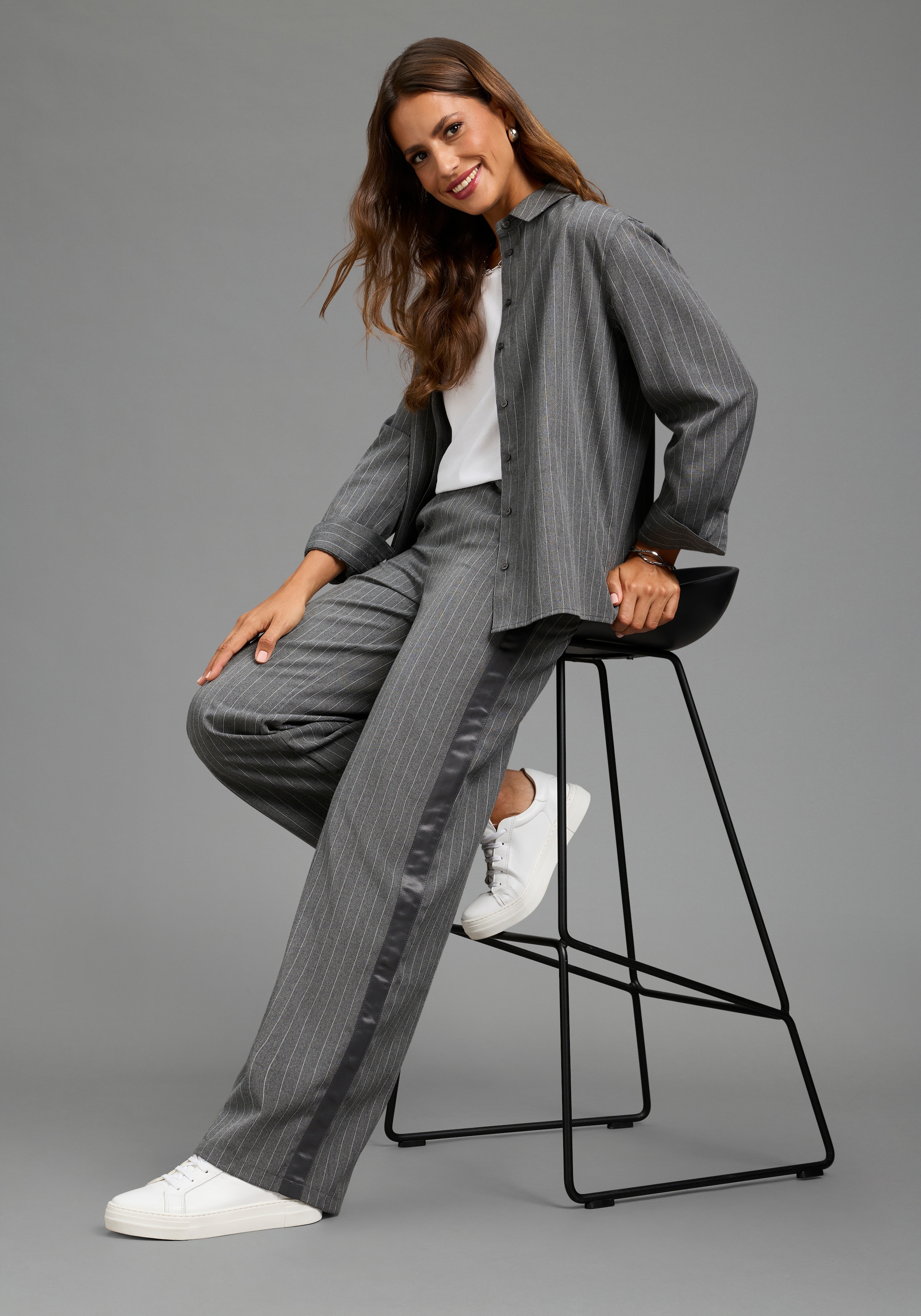 Laura Scott Schlupfhose  aus Polyester und Viskose, mit Nadelstreifen-Optik, für Businessmode