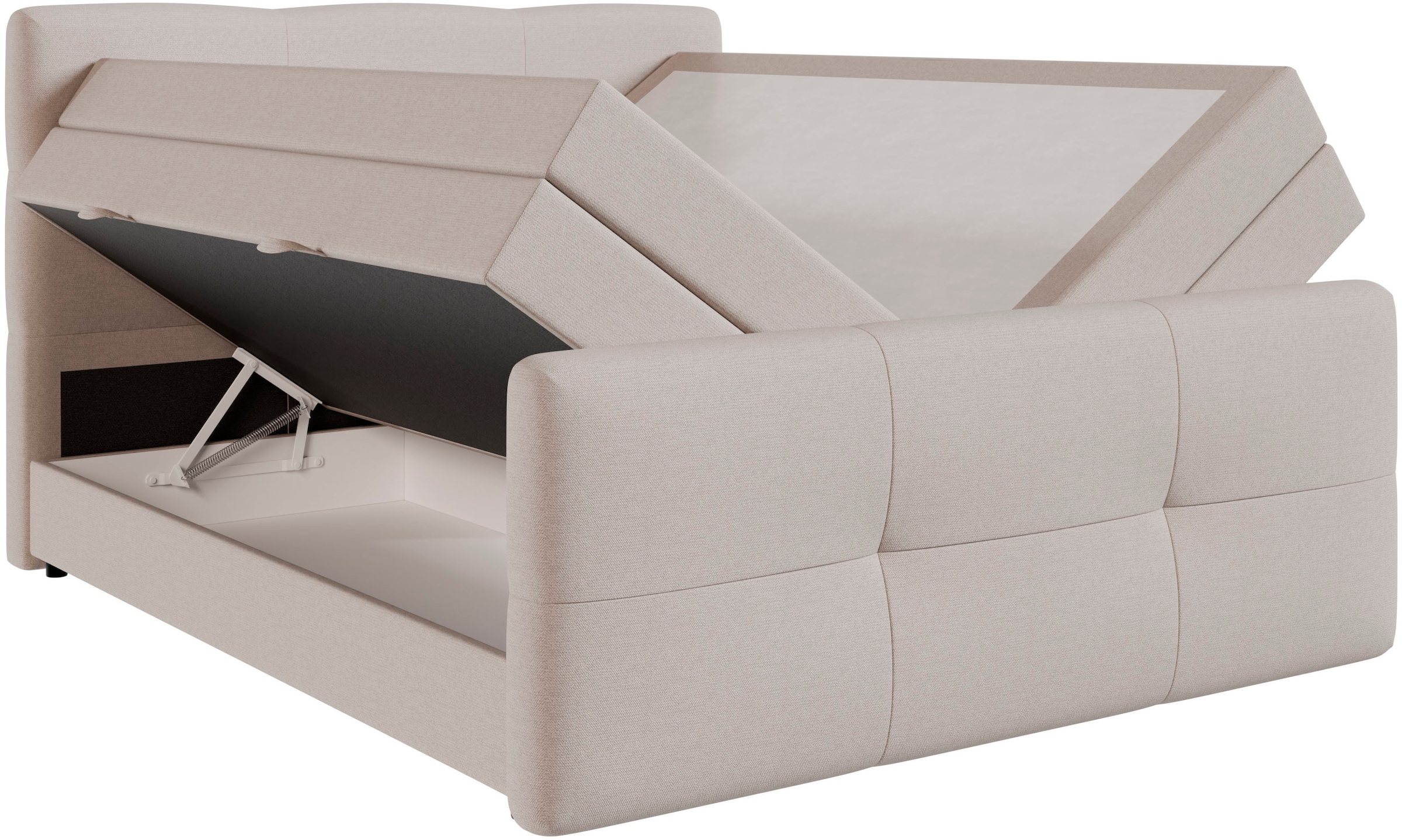 FORTE Boxspringbett »STAR erhältlich in den Breiten 140cm, 160cm & 180cm, inkl. Bettkasten« inkl. Fussteil, erhältlich in verschiedenen Farben