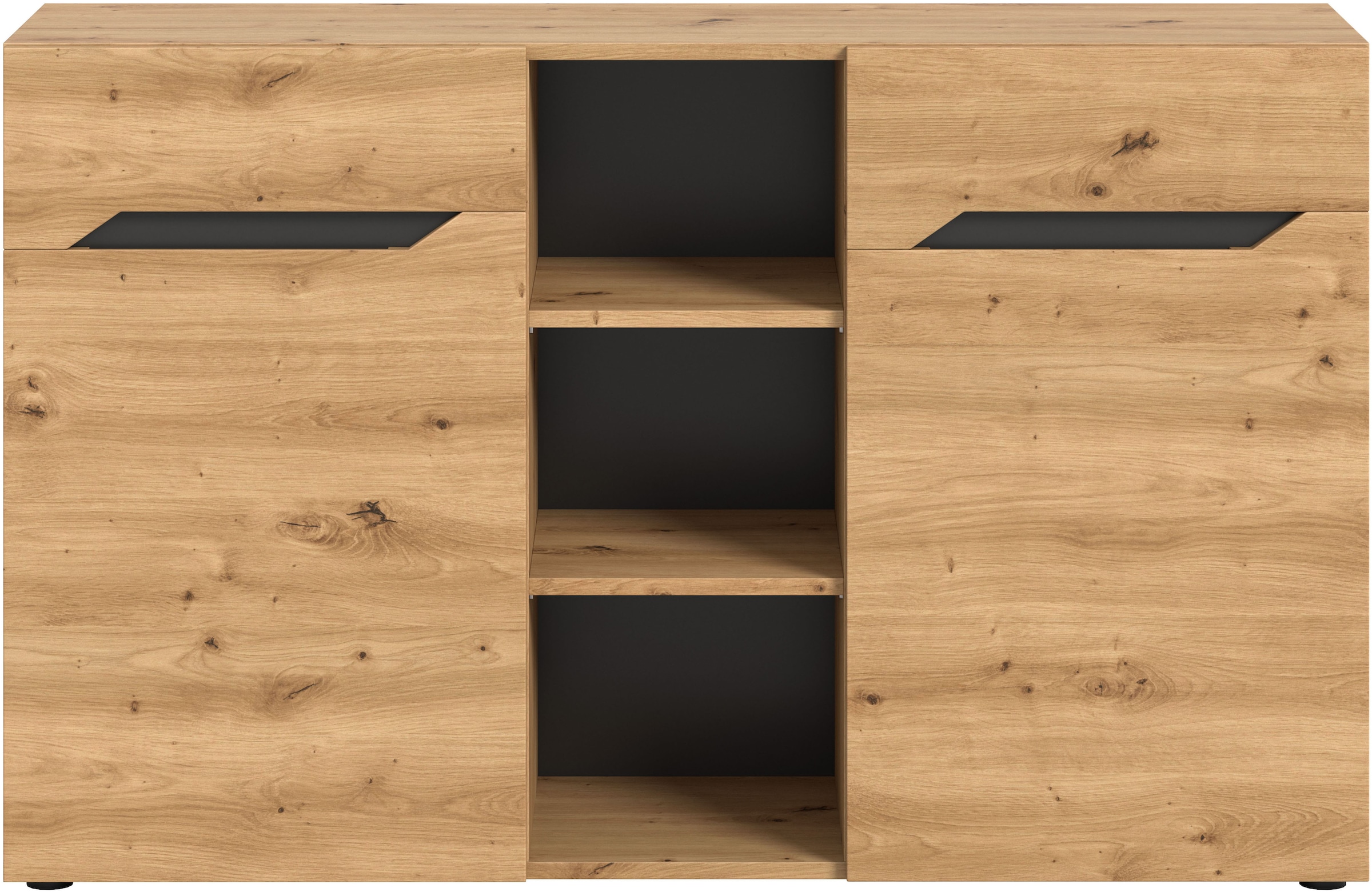 Home affaire Sideboard »SERTA, Breite: 130cm, 2 Türen, 3 offene Fächer, viel Stauraum« Anrichte, Kommode, Schrank, Board, Higboard