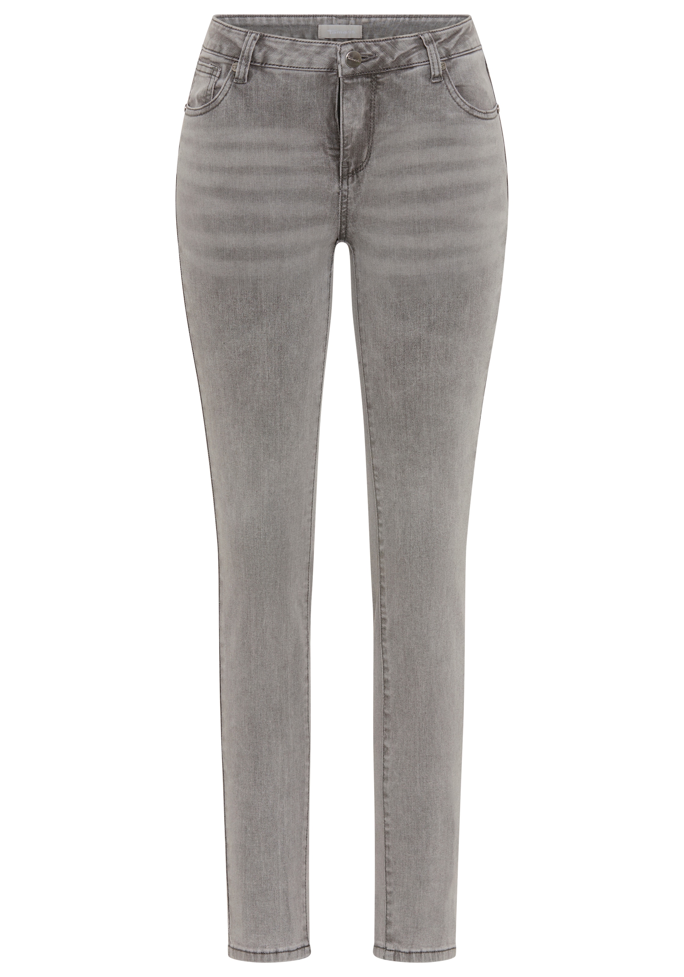 Tamaris Skinny-fit-Jeans schmale Beinweite, mit Gürtelschlaufenbund, mit Metallreissverschluss