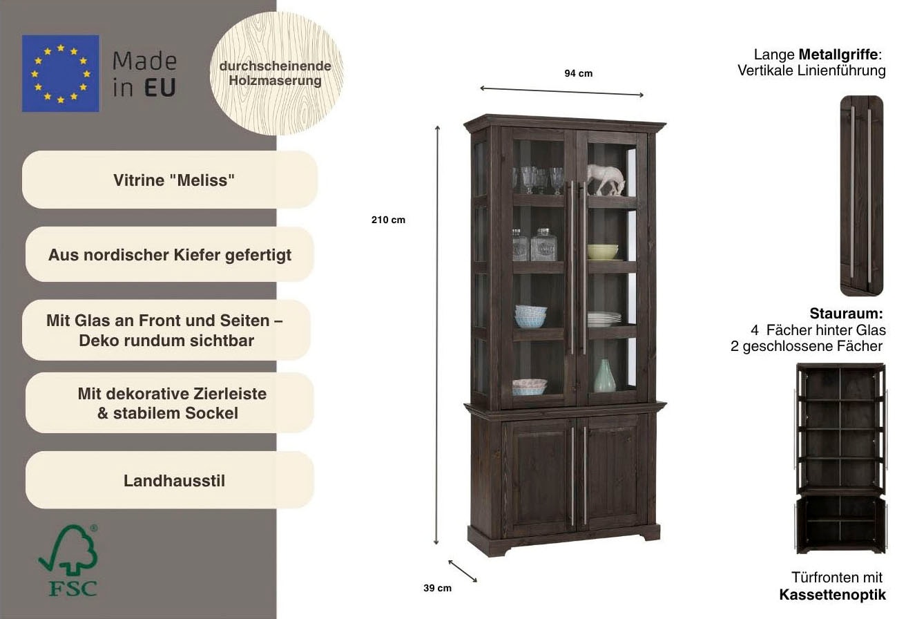 Home affaire Vitrines »Meliss« aus massiver Kiefer, FSC® zertifiziert, Breite 94 cm