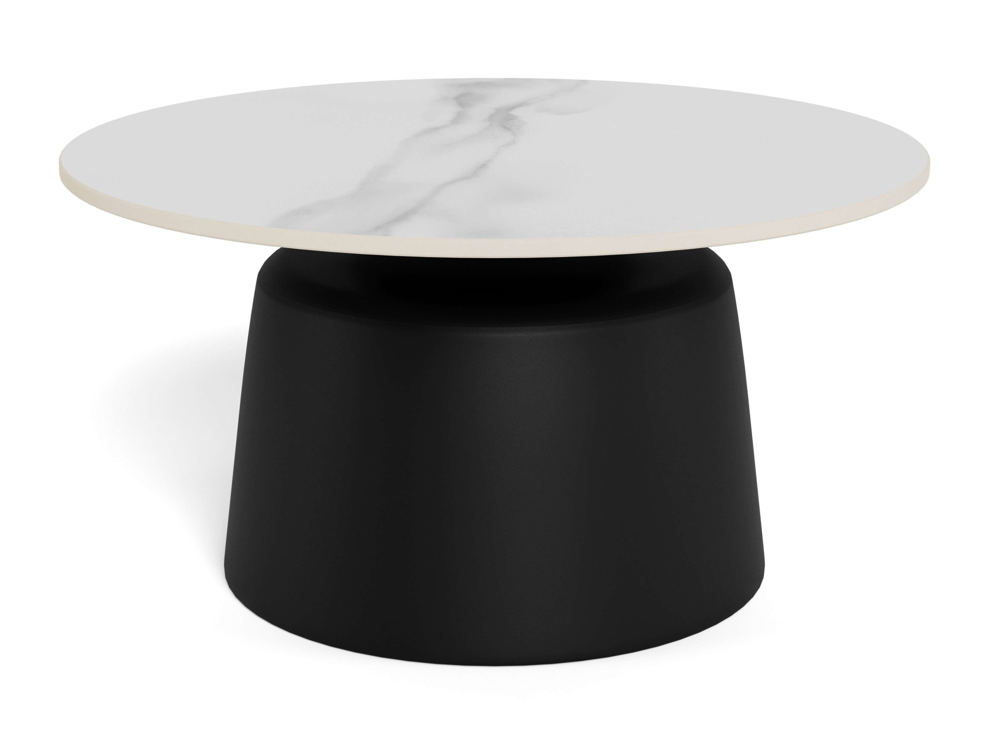 ACTONA GROUP Table basse »Santorini Kaffetisch - modern & stilvoll mit langlebiger Keramikplatte« Céramique blanche, cadre en acier noir, durable. Ø : 70 cm,