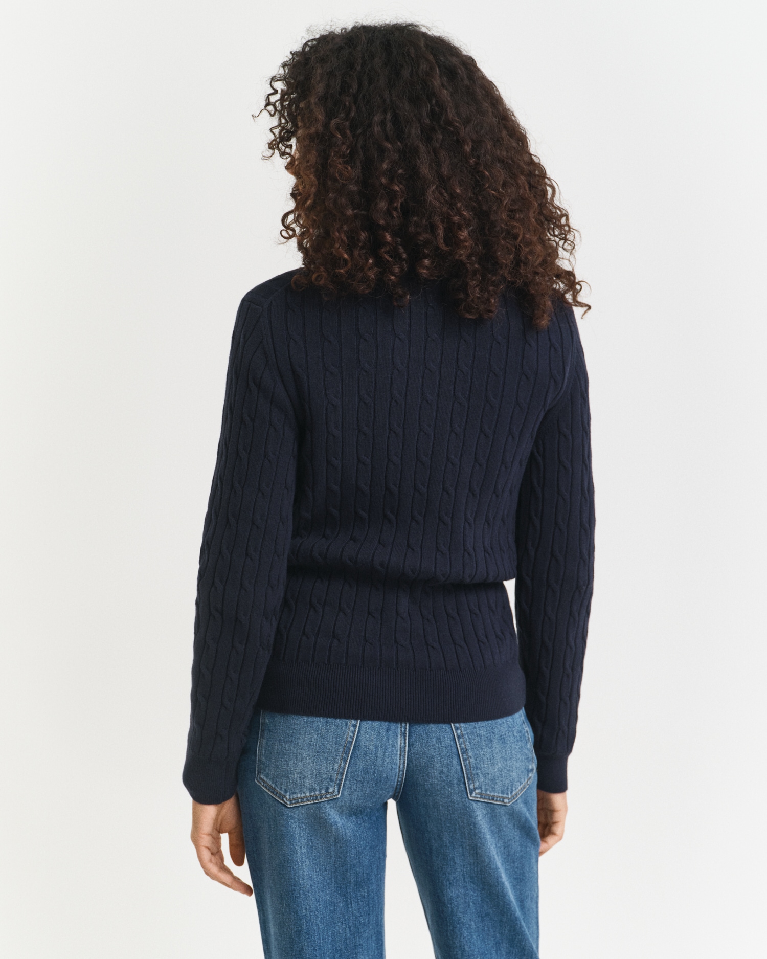 Gant Pull en tricot »STRETCH COTTON CABLE HALF-ZIP« avec encolure ronde
