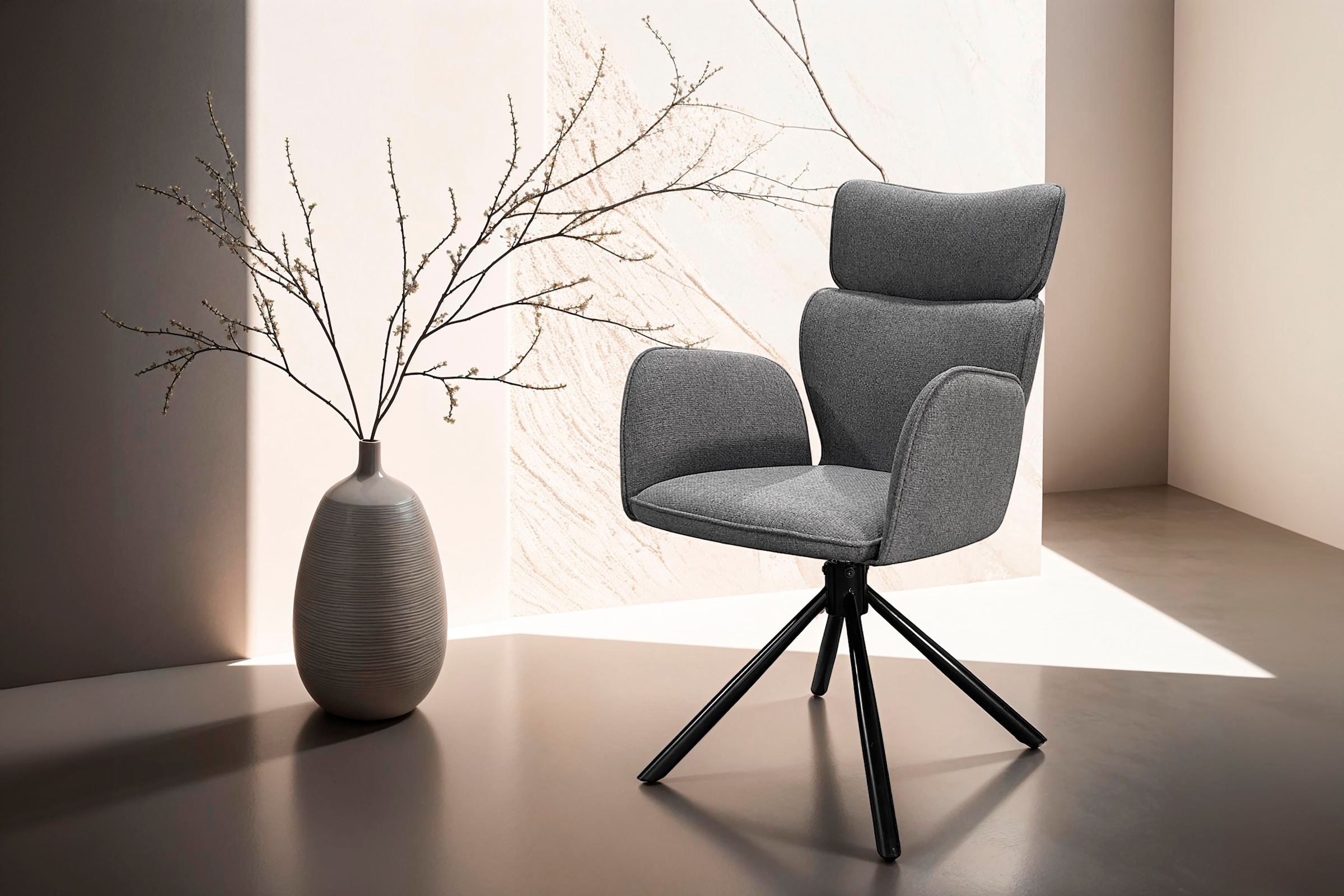 byLIVING Esszimmerstuhl »SEATTLE« (Set) 2 Stk.Webstoff in anthrazit, bis 110 kg, 360° drehbar, Schaumstoff
