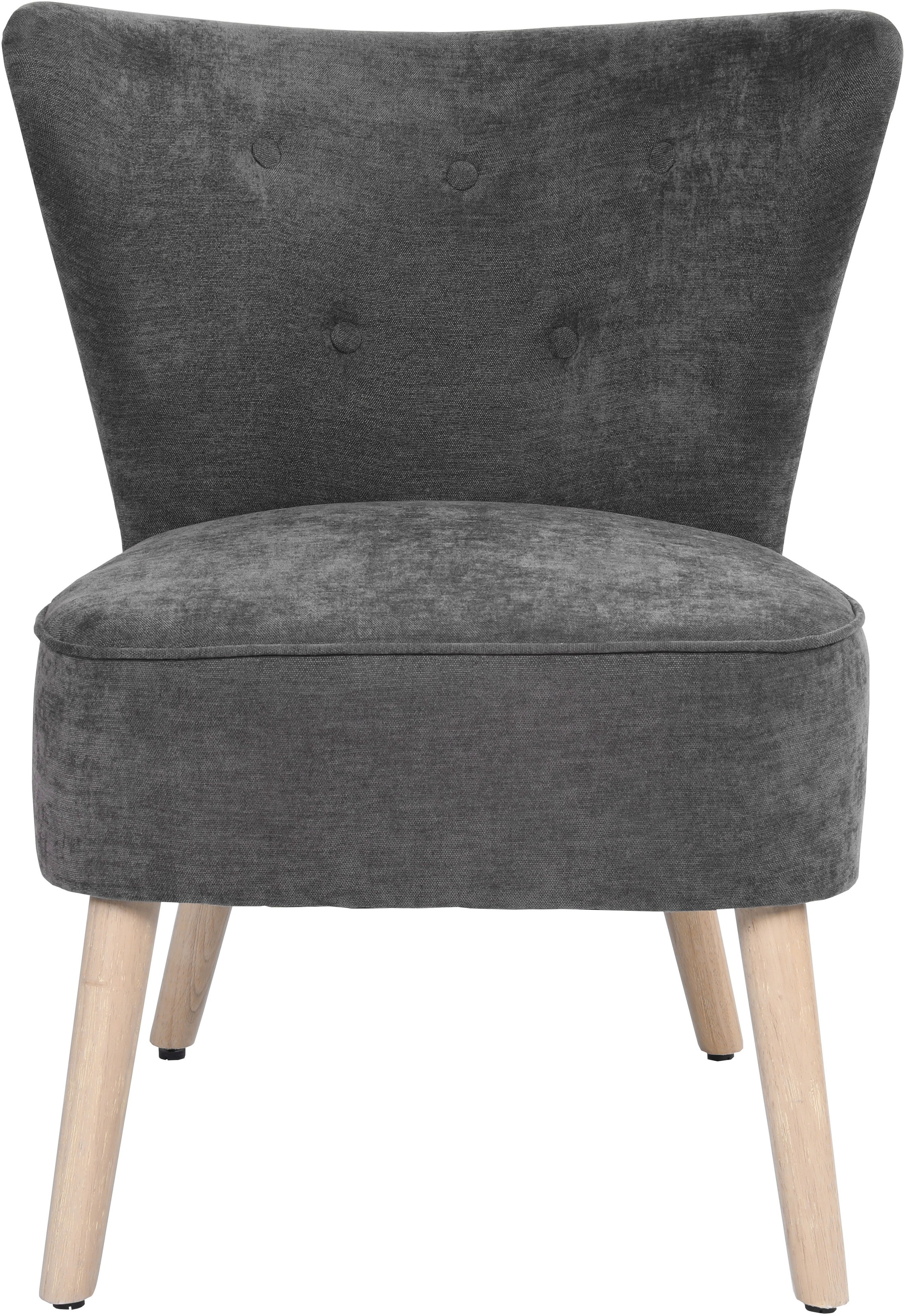 Home affaire Fauteuil lounge »JORIEL moderner Ohrensessel mit Knopfsteppung« mit Echtholzfüssen und feinem Struktur-Bezug