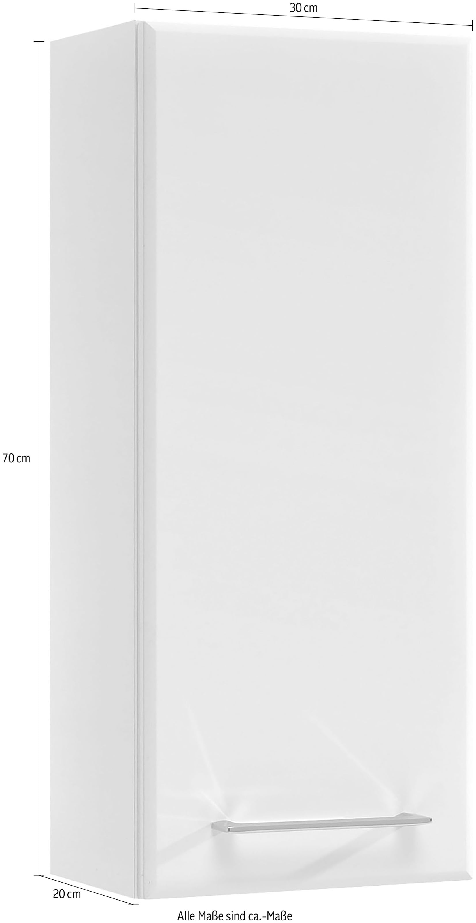 Saphir Hängeschrank »Quickset 376 Wand-Badschrank mit 1 Tür und 2 Einlegeböden« Badezimmer-Hängeschrank, 30 cm breit, inkl. Türdämpfer, Weiss Hochglanz