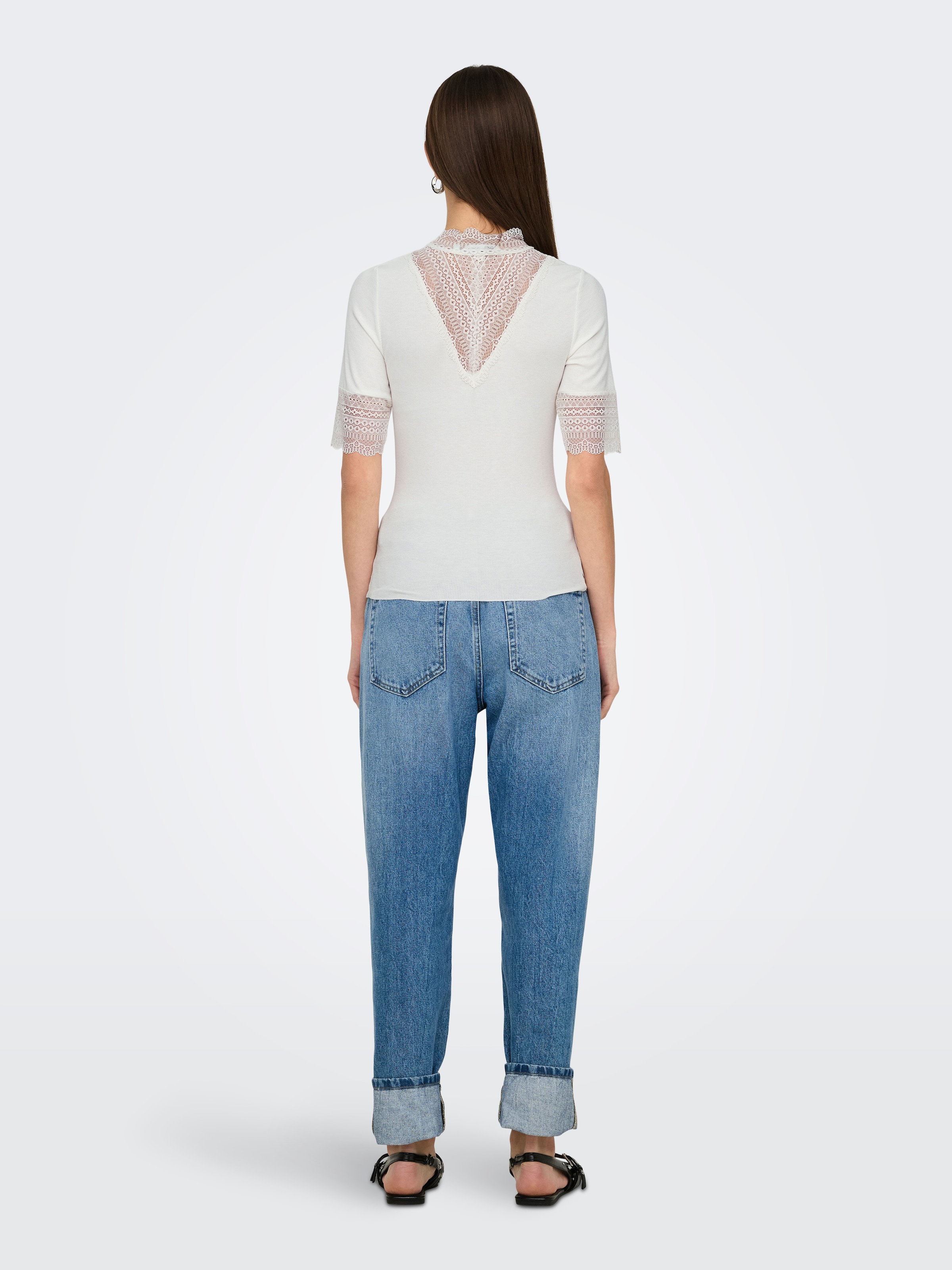 ONLY Spitzenshirt »ONLTILDE HIGHNECK S/S TOP JRS NOOS«
