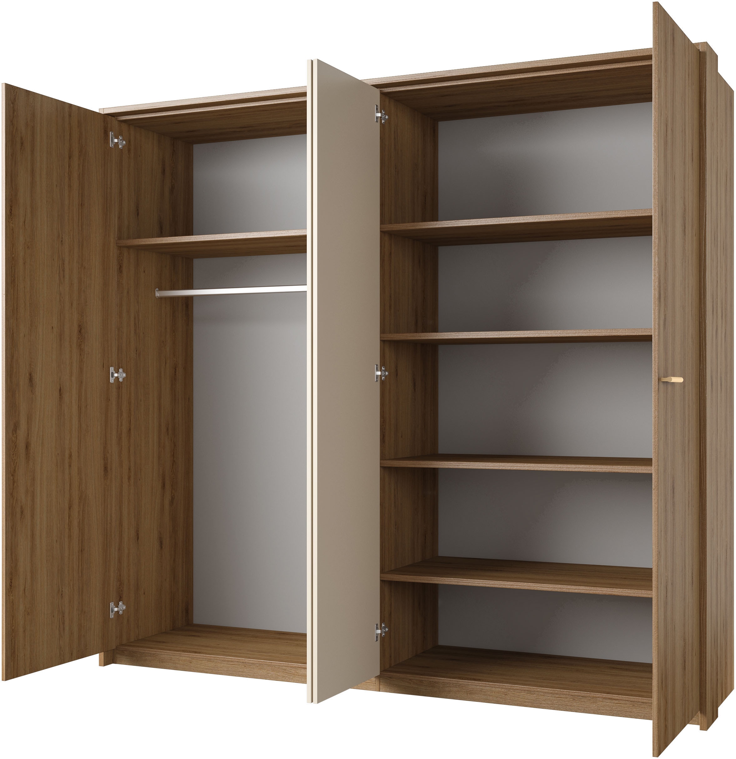 Home affaire Ensemble de chambre à coucher »Bitry,Set 4-St(Bett 180 cm, 2xNako, Drehtürenschrank)« Komplettschlafzimmer, viel Stauraum, fühlbare Struktur, Holzoptik