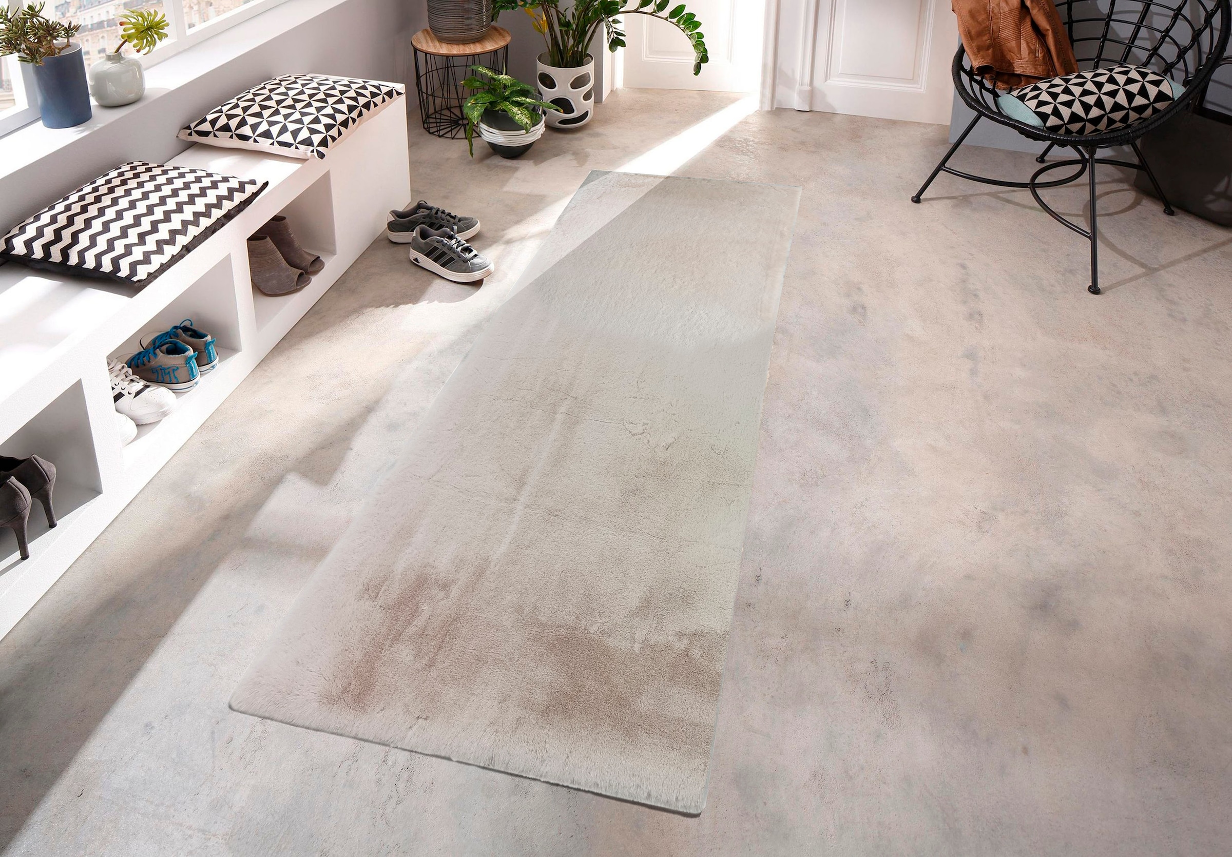 my home Tapis en fourrure »Rabbit, Kunstfell, Kaninchenfell-Haptik, Microfaser,« Rectangulaire 42 mm Höhe besonders hoch und flauschig, Wohnzimmer, Schlafzimmer,  Flur, Läufer