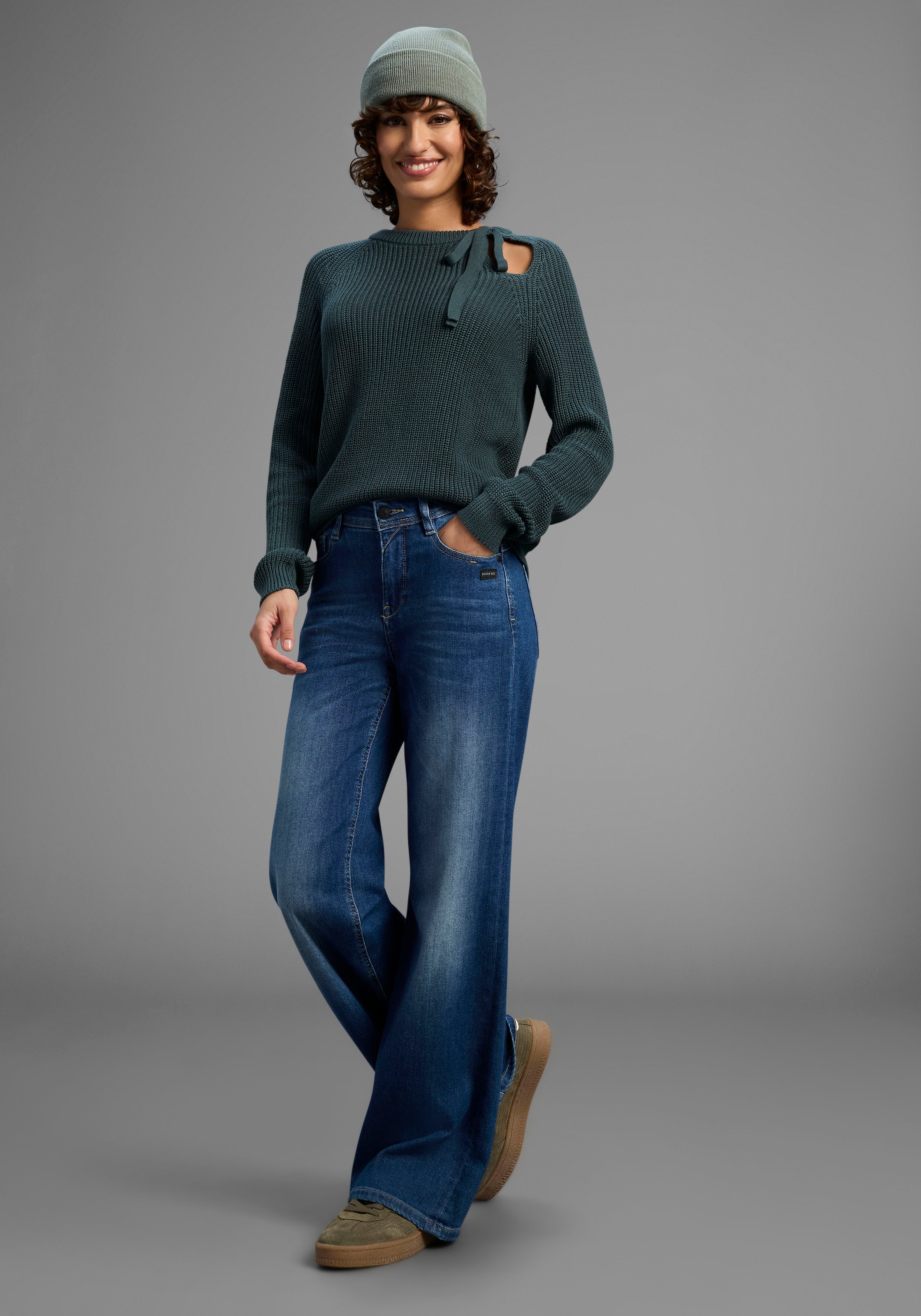 Laura Scott Strickpullover Übergangspullover mit Schleifendetail und Cut Out - NEUE KOLLEKTION