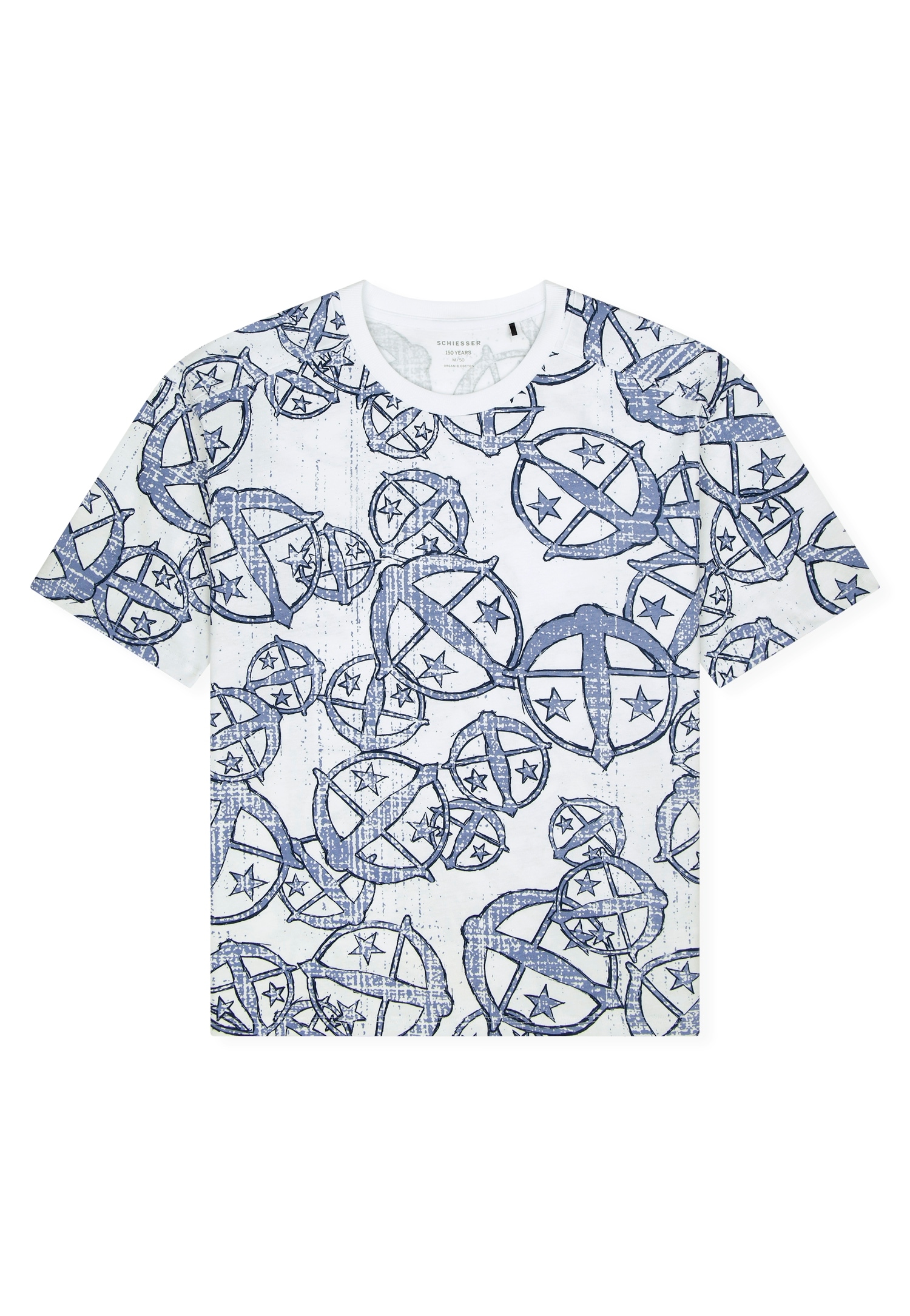 Schiesser T-shirt à manches courtes »Schiesser 150 Years« Rundhalsausschnitt, Baumwolle, Allover-Print
