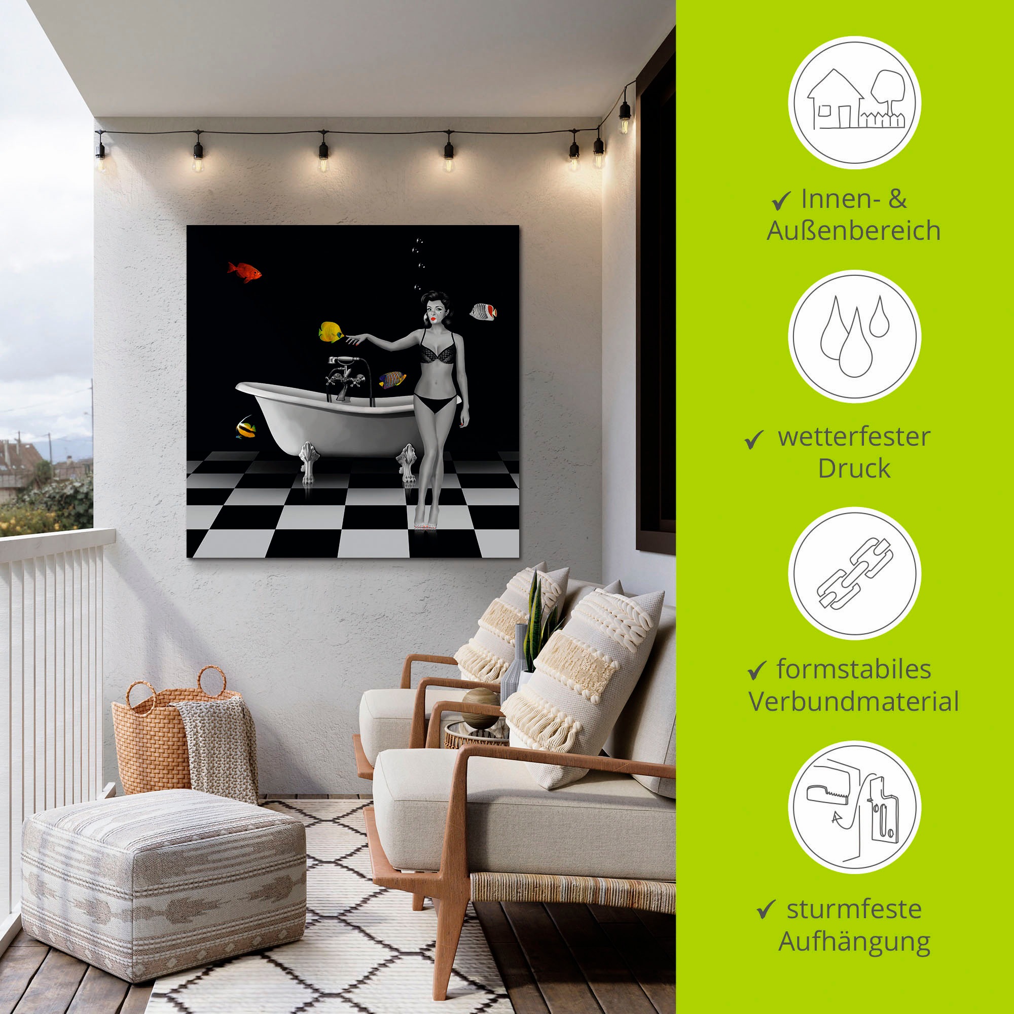 Artland Fresque murale »Ein Badezimmer für Fische« 1 cuis tlg. als Alubild, Leinwandbild in verschied. Grössen