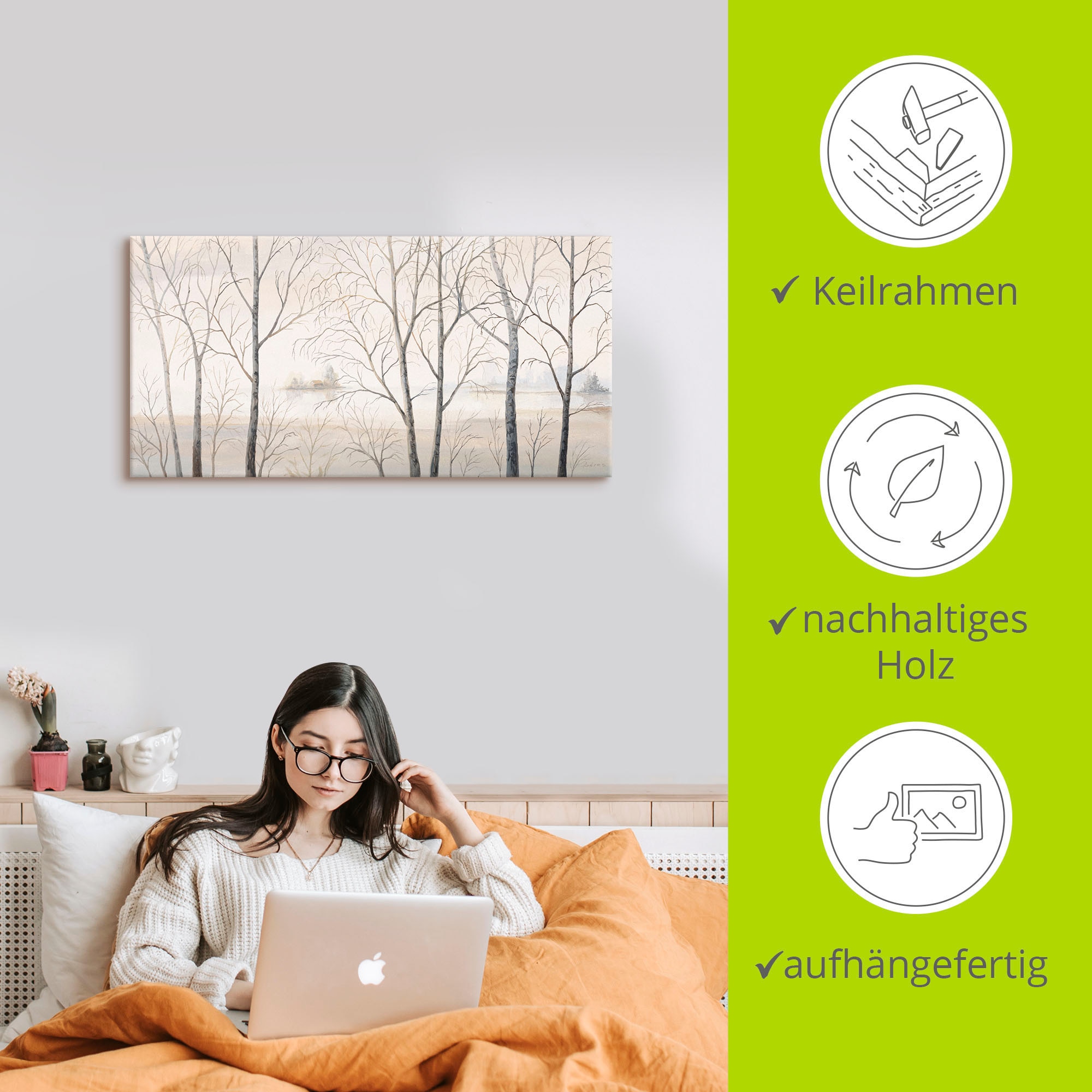 Artland Wandbild »Seeufer am Wald I« Gewässer 1 Stk. tlg. als Alubild, Leinwandbild in verschied. Grössen