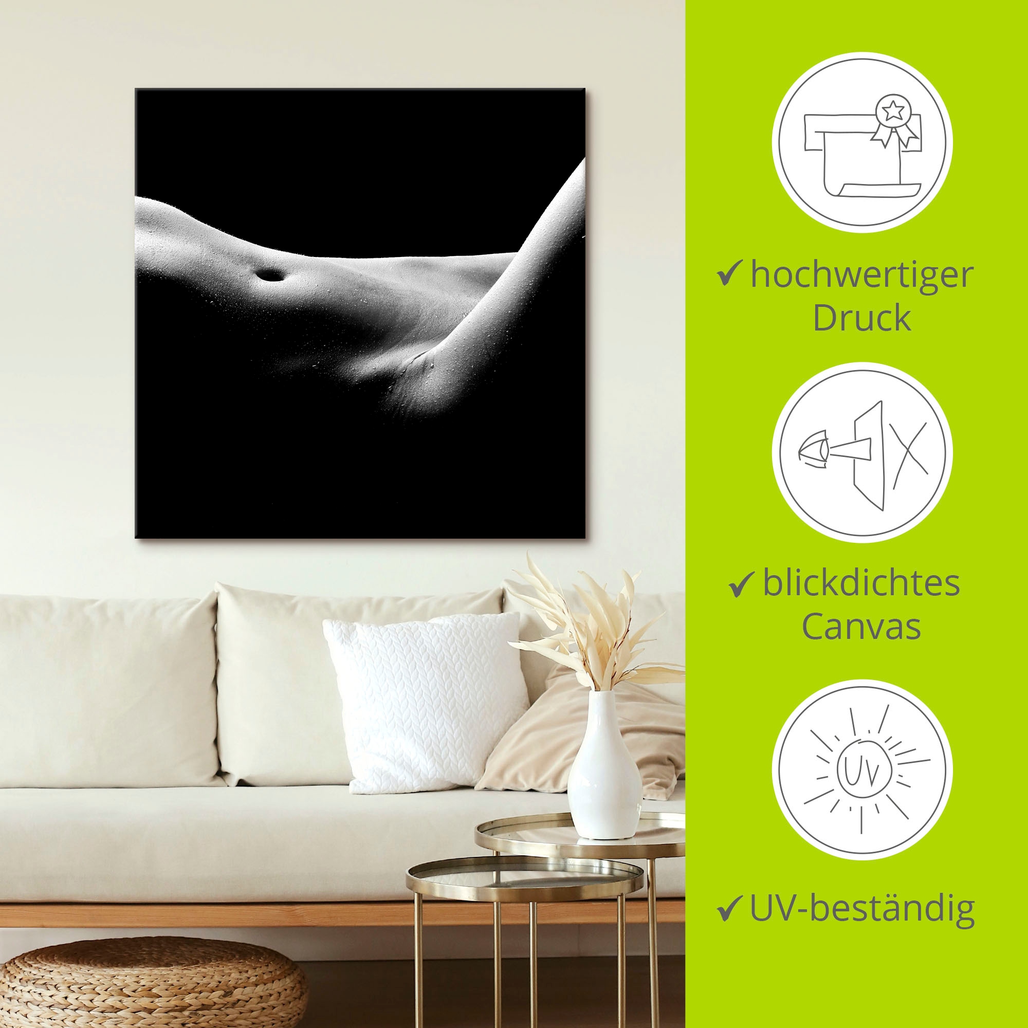 Artland »Körperausschnitt einer nackten Frau« Frau 1 Stk. tlg. auf Holzrahmen gespannt