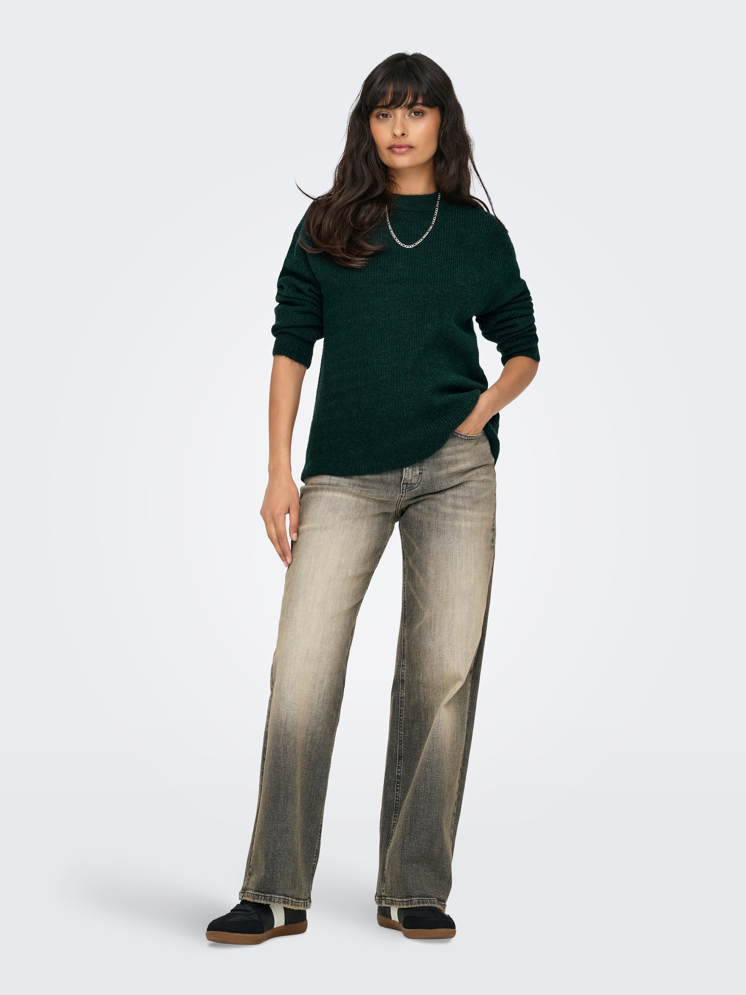 ONLY Pull en tricot »ONLCAMILLA O-NECK L/S PULLOVER KNT« mélange de matériaux, coupe régulière