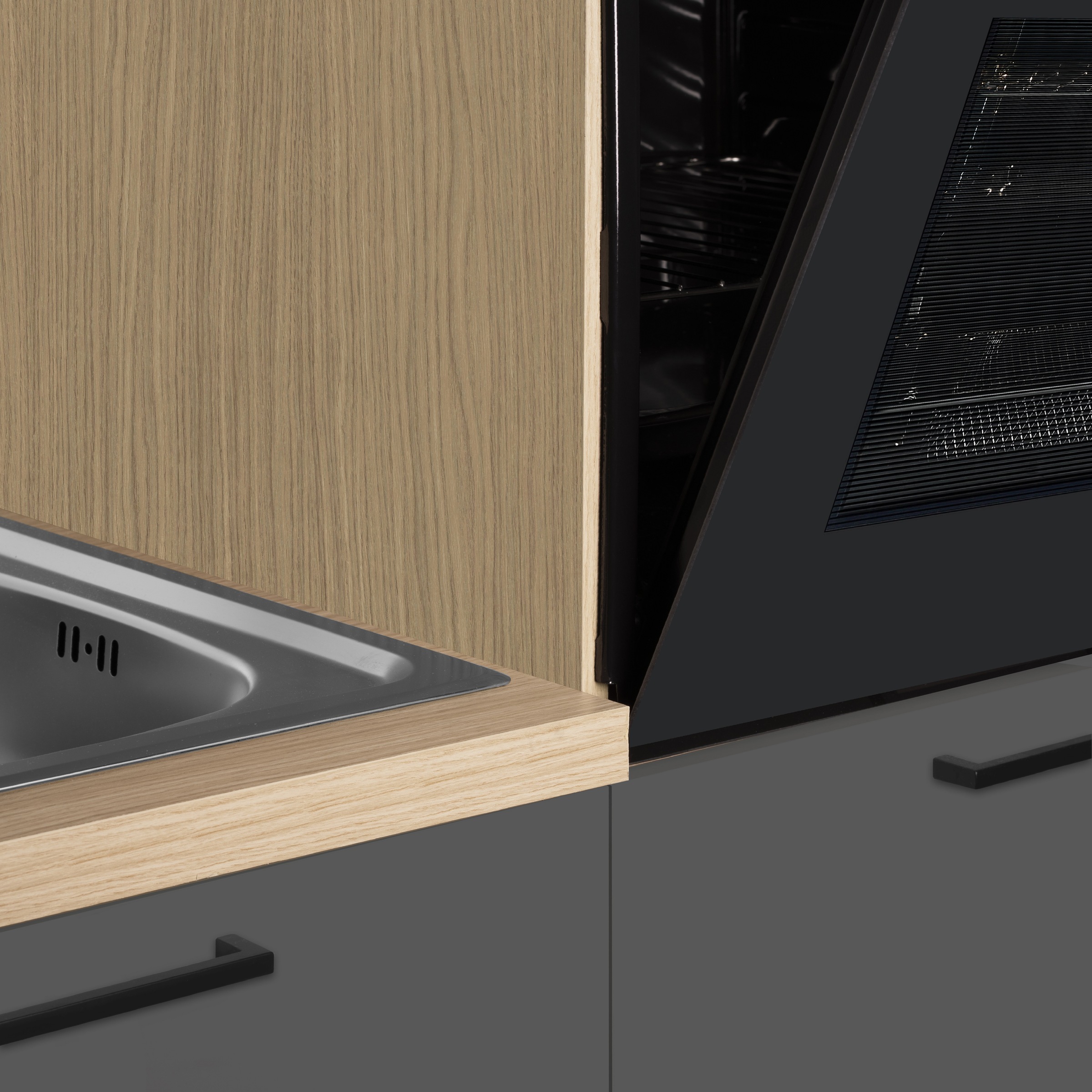 KOCHSTATION Kitchenette »Luna, Einbauküche, Zeilenküche, mit Soft-Close Funktion, Made in Italy« Breite 300 cm ohne E-Geräte, mit Spüle+Siphon und Aufsatz