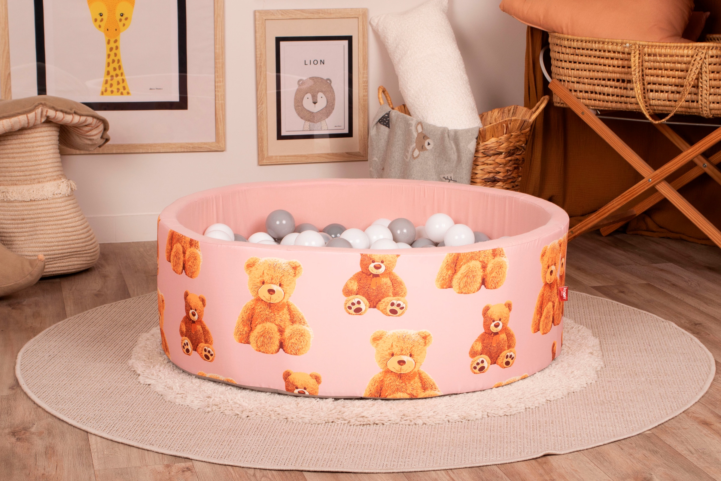 Knorrtoys® Bällebad »Soft, Teddy pink« mit 150 Bällen grey/white/transparent; Made in Eurpe