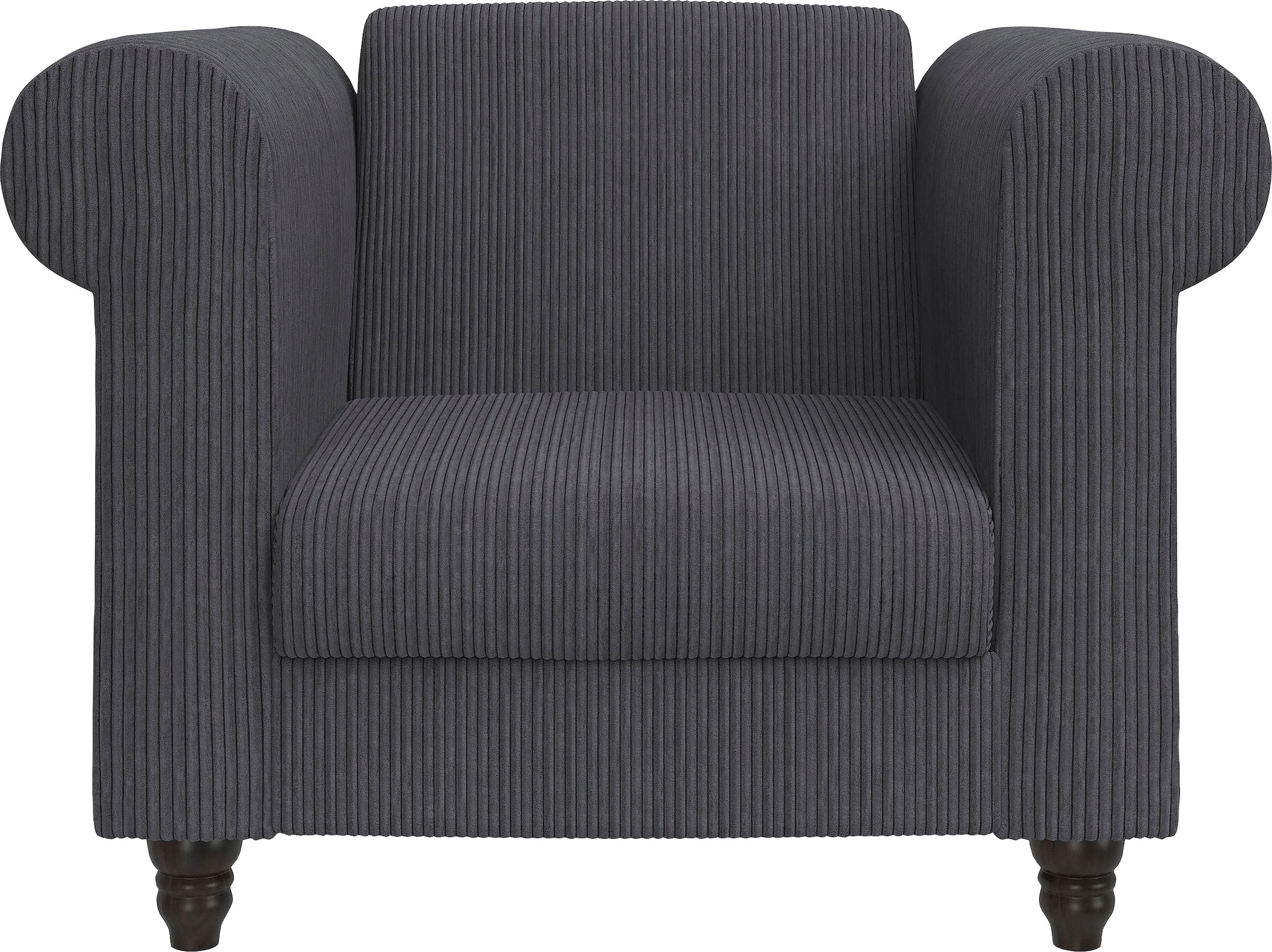 Dorel Home Chesterfield-Sessel »Felix II in Breit-Cord« mit Rückenlehne 3-fach verstellbar, Beine Massivholz, Sitzhöhe 46 cm