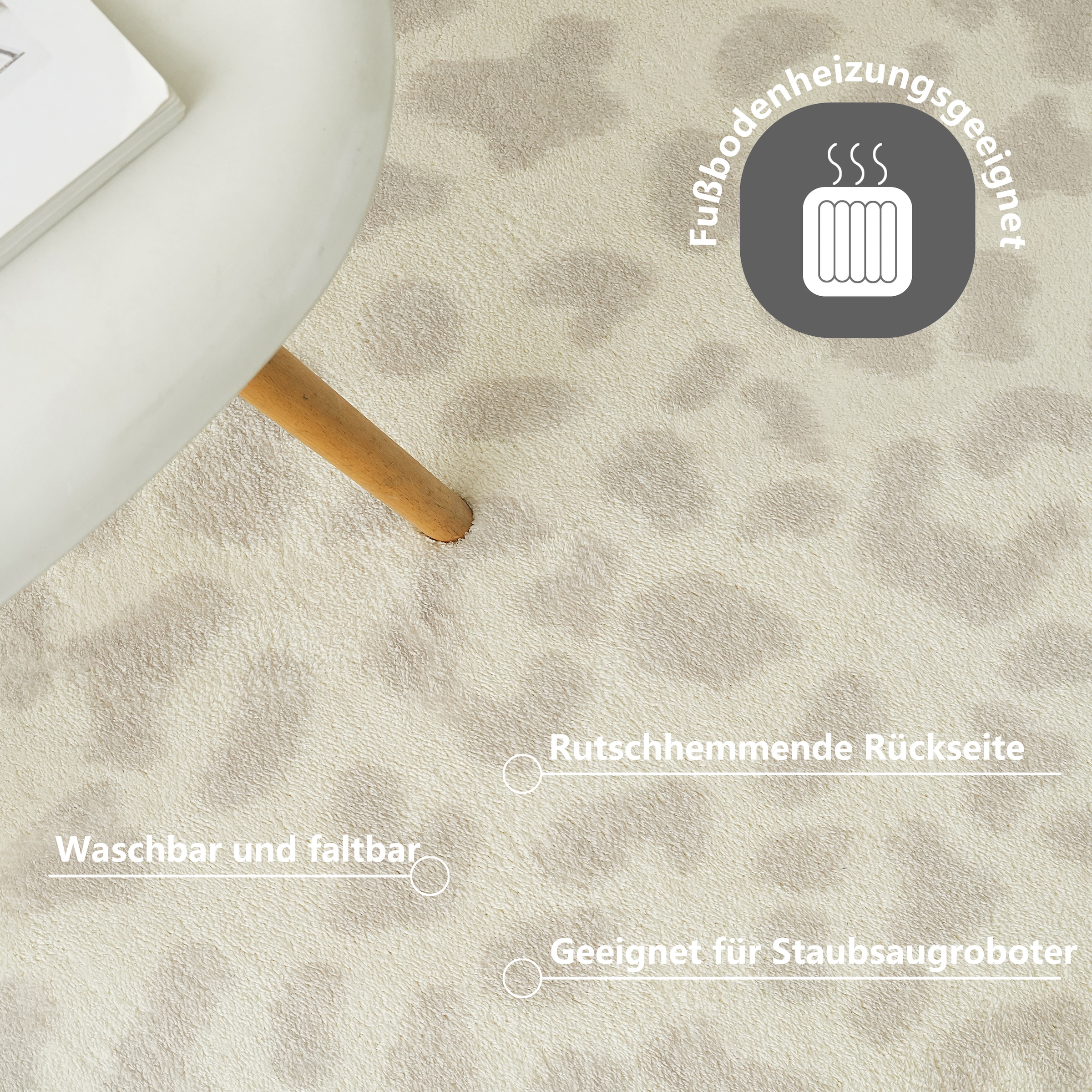 GOODproduct Tapis »Leo, mit trendigem Leopardenmuster, waschbar« Rectangulaire 12 mm Höhe doux et moelleux, moderne, imprimé animal, salon, chambre