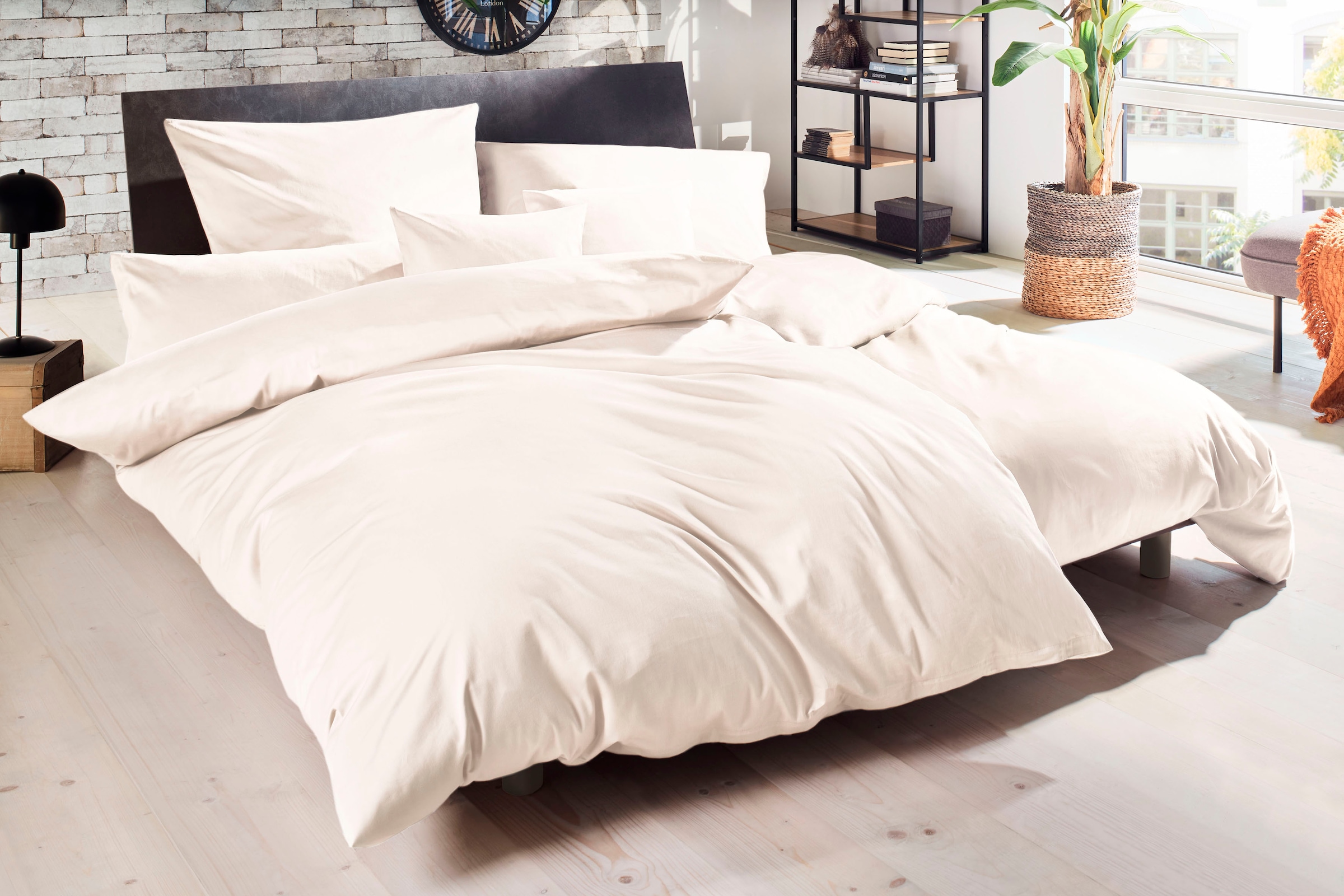 Primera Linge de lit »Uni Luxus-Satin in Gr. 135x200, 155x220 oder 200x200 cm« 2 cuis tlg. Bettwäsche aus Baumwolle, unifarbene Bettwäsche mit Reissverschluss