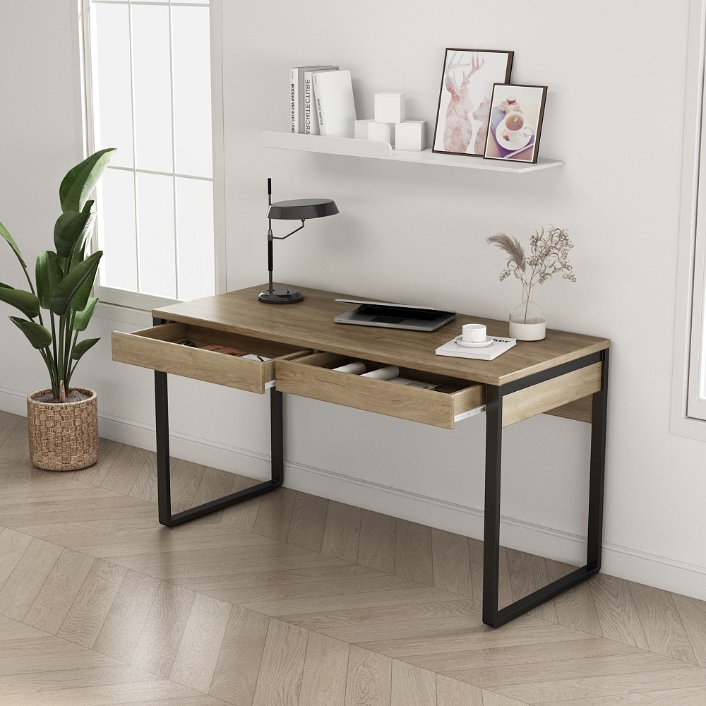 GOODproduct Bureau »Moid, Computertisch im modernen Design,« Breite 120/140/160 cm, mit Metallbeinen & Schublade