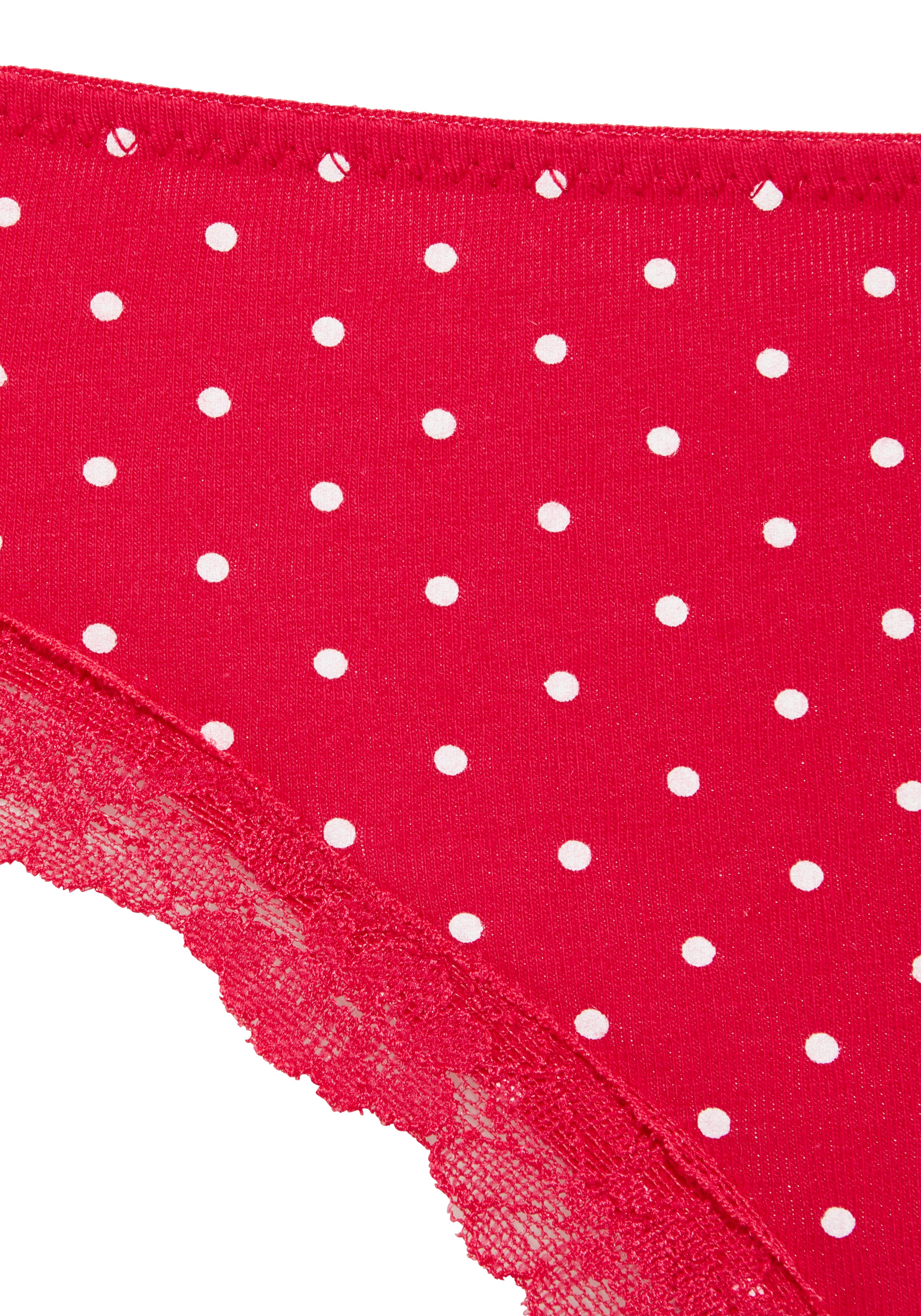 LASCANA Brasilslip 3er-Pack,  aus elastischer Baumwolle mit zarter Spitze