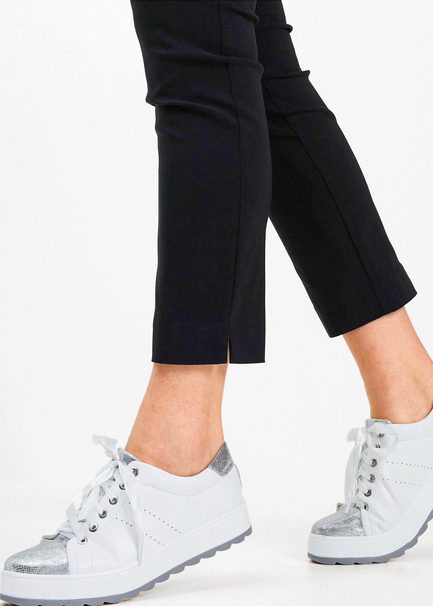 bonprix Pantalon 7/8  aus elastischem Materialmix mit Viskose, slim fit Passform