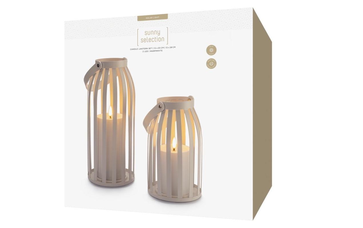 STT Bougie LED »Set 2 Stück 20 und 28 cm« Solar Kerzenlaternen Set für den Innen- und Aussenbereich