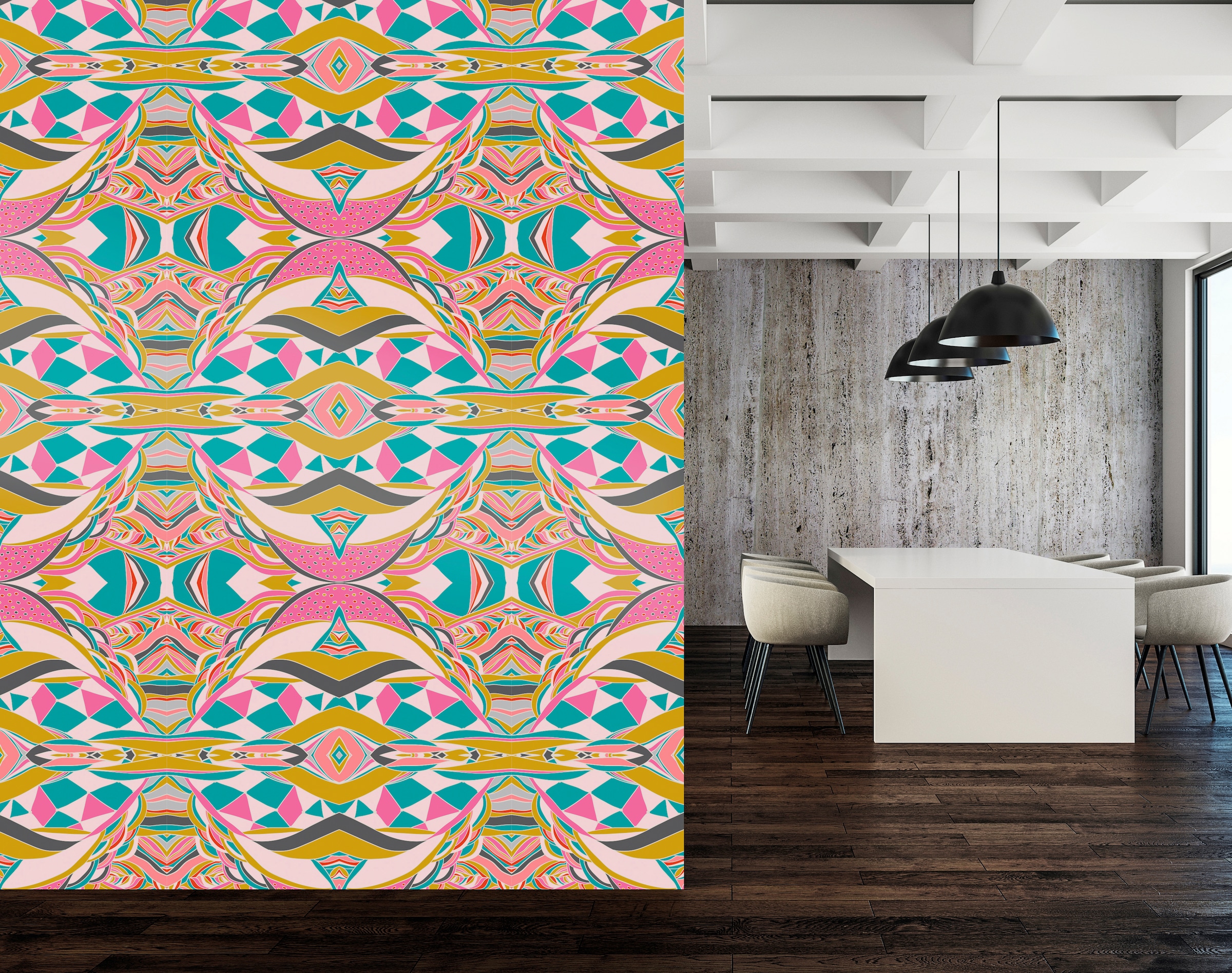 queence Vinyltapete »Penelope« Farbverlauf | abstrakt | bedruckt | gemustert glatt 90x250cm, selbstklebend, kinderleichte Anbringung, , Sticker