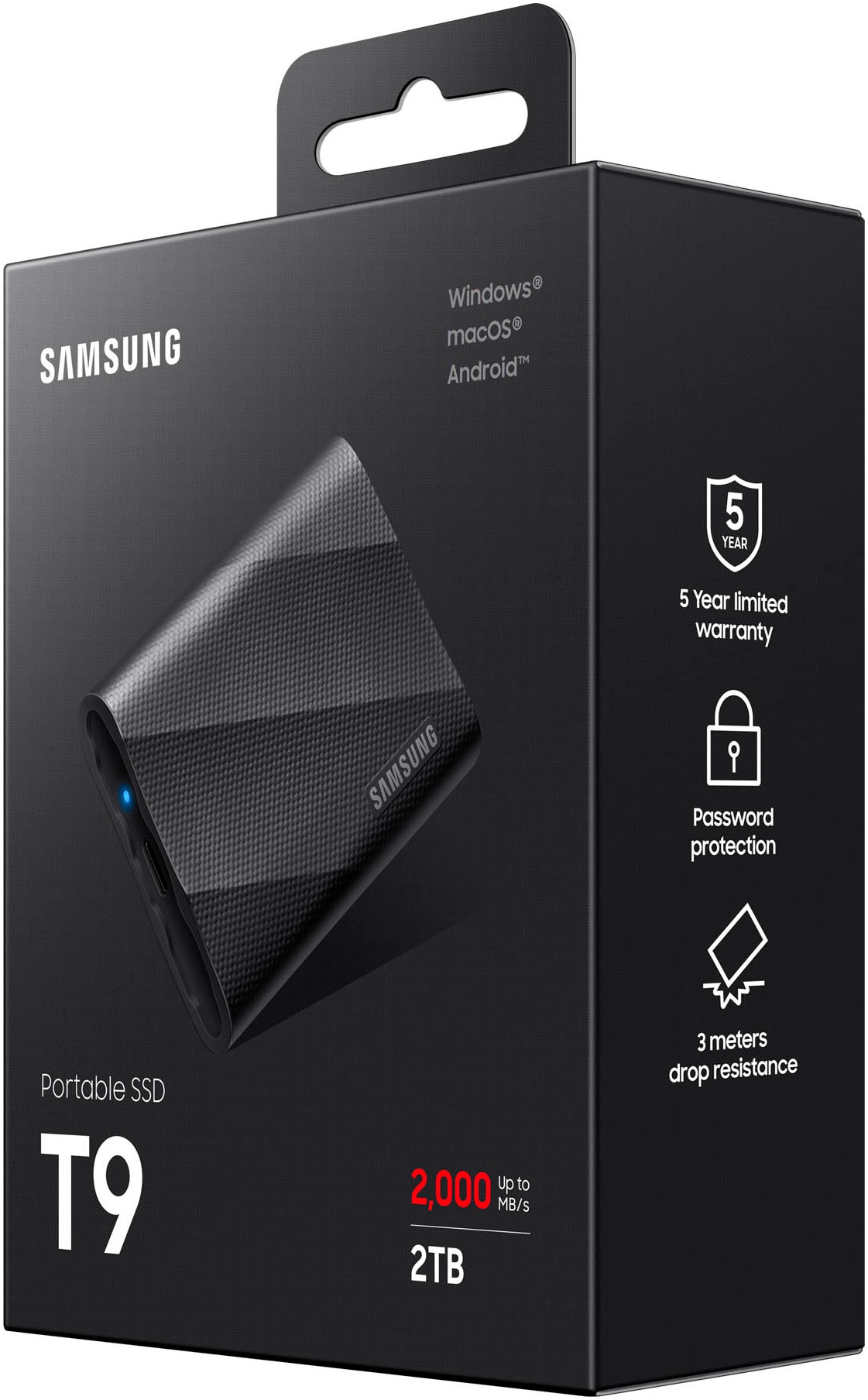 Samsung externe SSD »Portable SSD T9« 2 TB Anschluss USB Typ-C,3.2 Gen 2 (3.1 Gen 2)