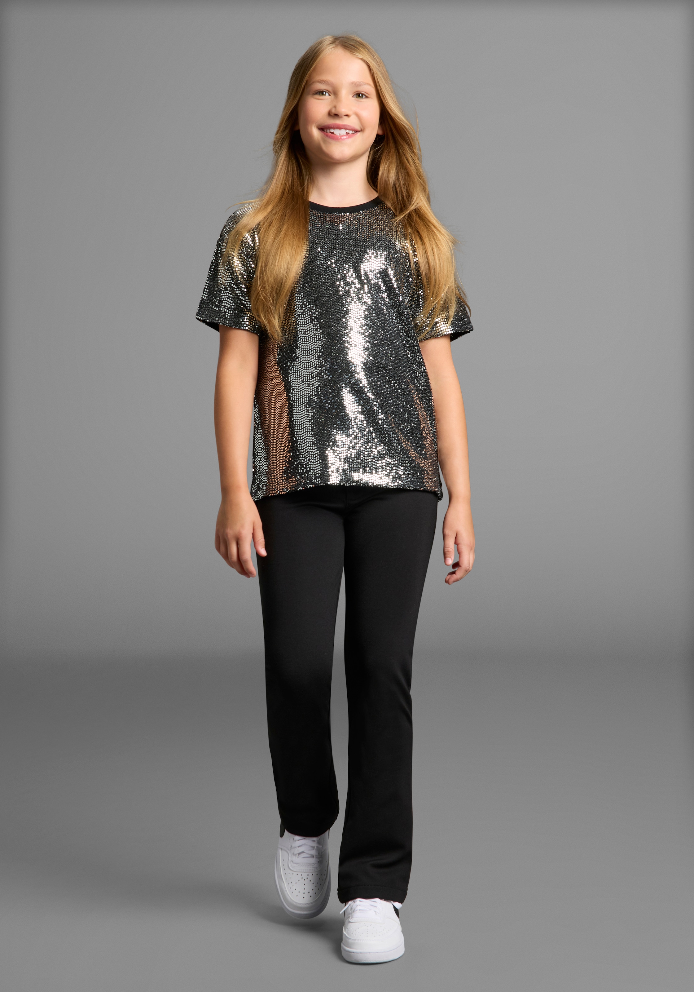 Bruno Banani Oversize-Shirt »Glitzershirt, Paillettenoptik« NEU: BRUNO BANANI für TEENS! Shirt aus glitzernden Material