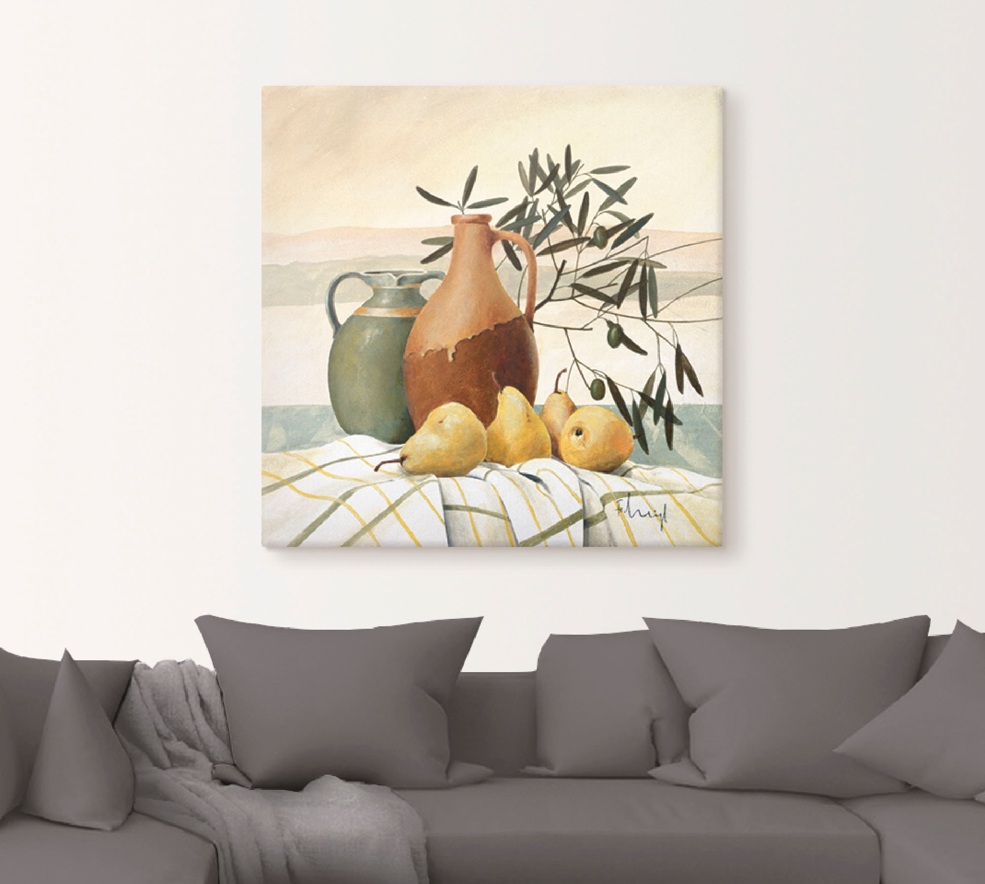 Artland Leinwandbild »Stillleben mit Birnen« Vasen & Töpfe 1 Stk. tlg. auf Keilrahmen gespannt