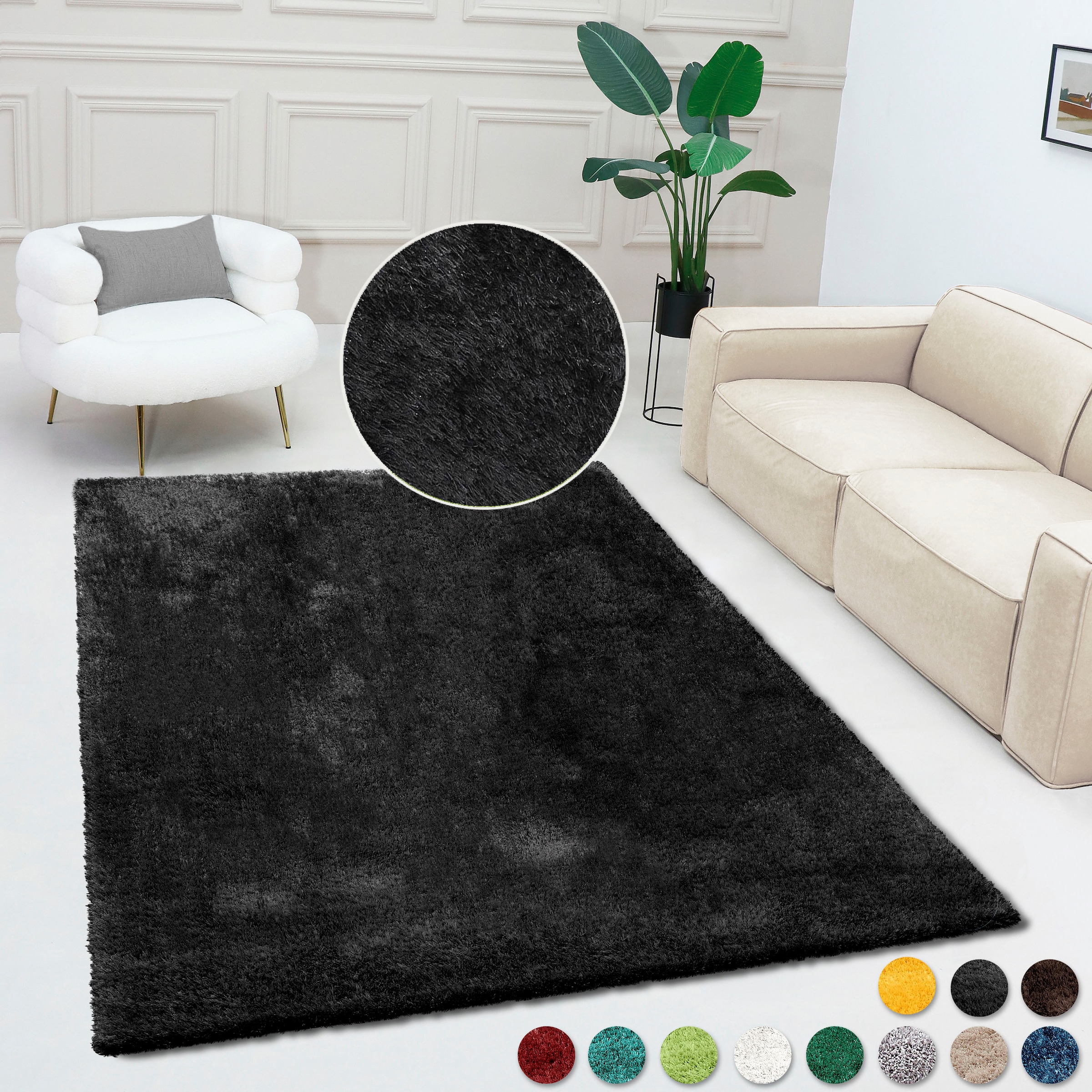 Bruno Banani Tapis »Dana Teppich, besonders weich und kuschelig, Kundenliebling« Rectangulaire 30 mm Höhe uni, Mikrofaser Teppiche, Wohnzimmer, Schlafzimmer, Esszimmer