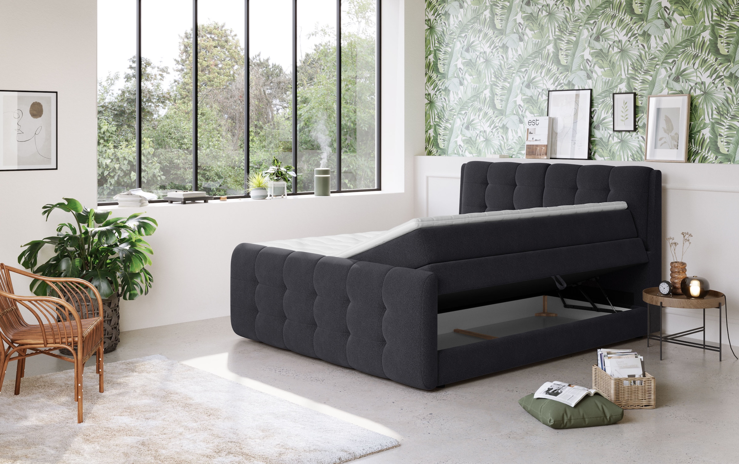 COTTA Lit boxspring »Fort mit Bettkasten, inkl. Topper« disponible en différentes largeurs (160cm, 180cm & 200cm)